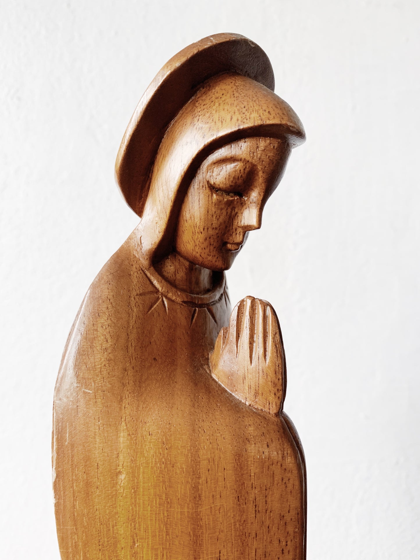 Large Mid Century Carved Wood Mary Magdalene
