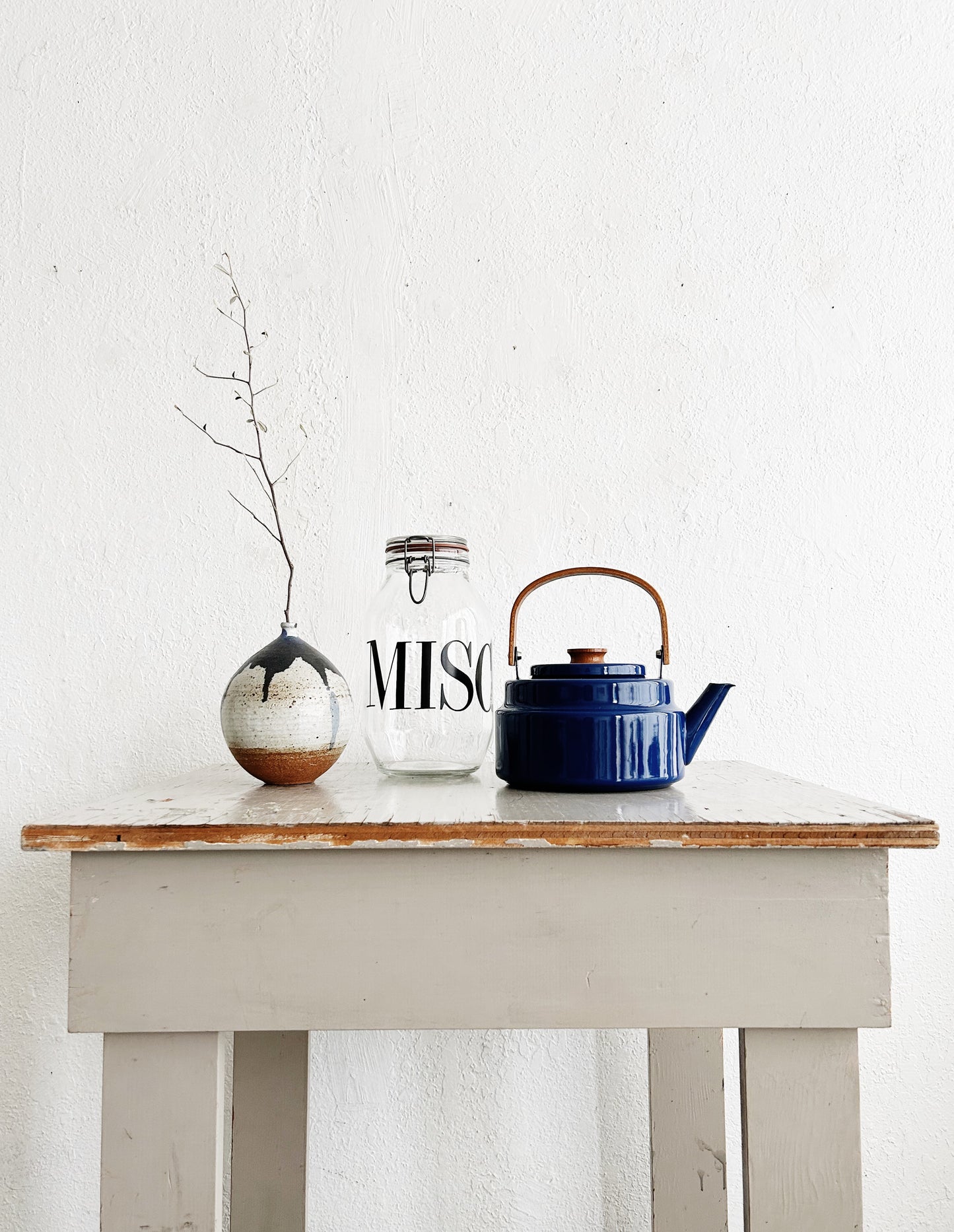 Vintage Cobalt Enamel Kettle