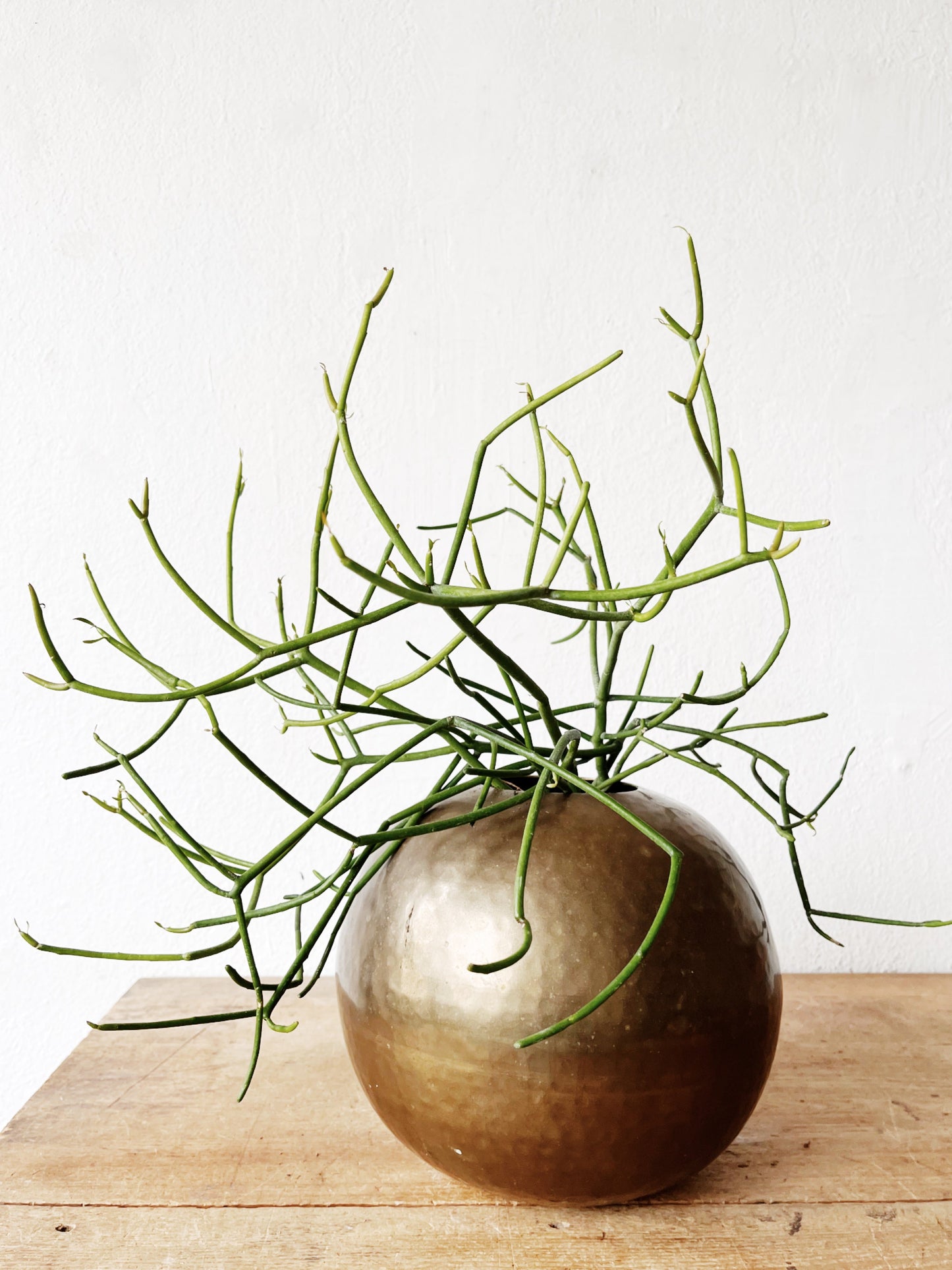 Vintage Hammered Brass Orb Vase