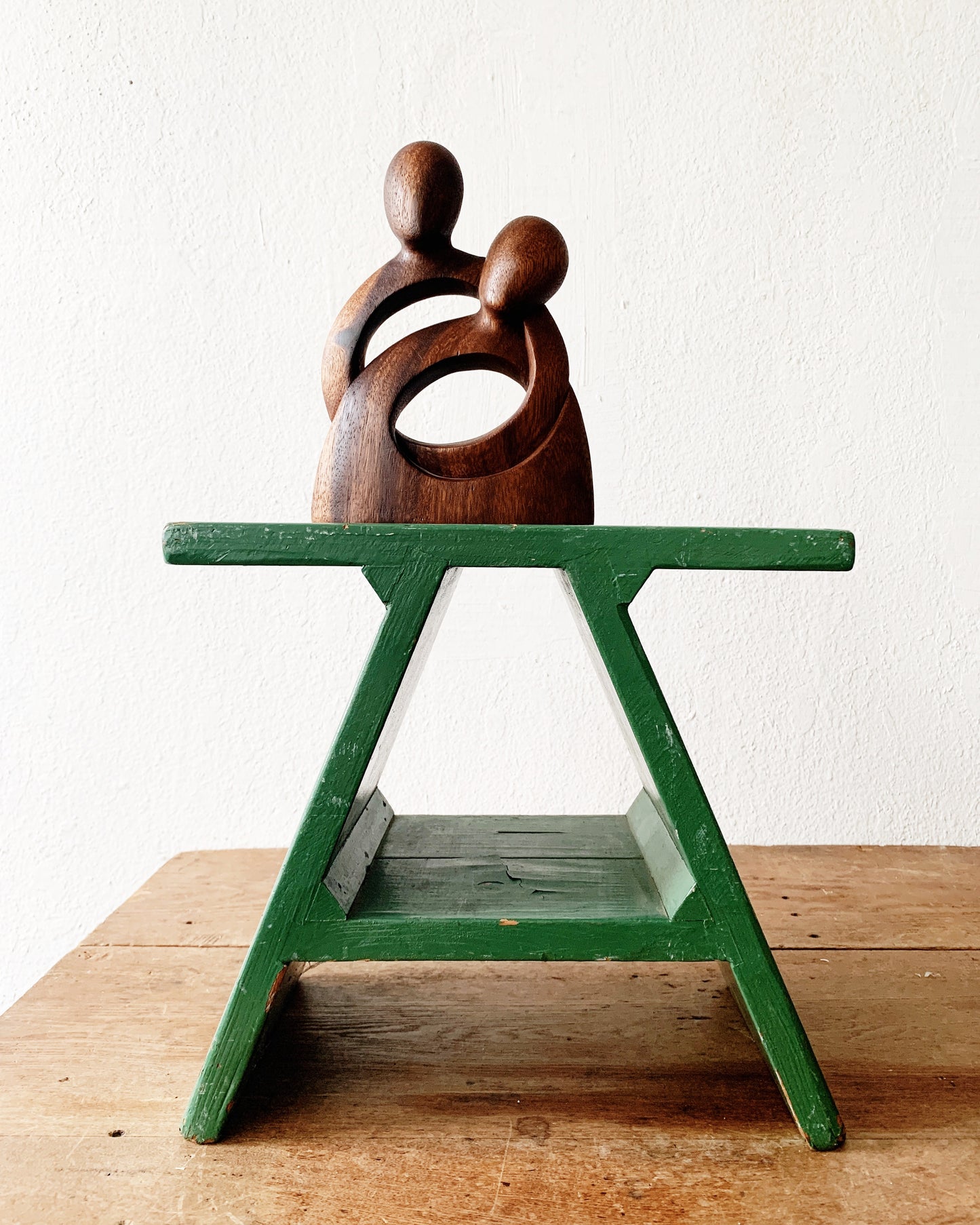 Vintage Rustic Painted Wood Stool