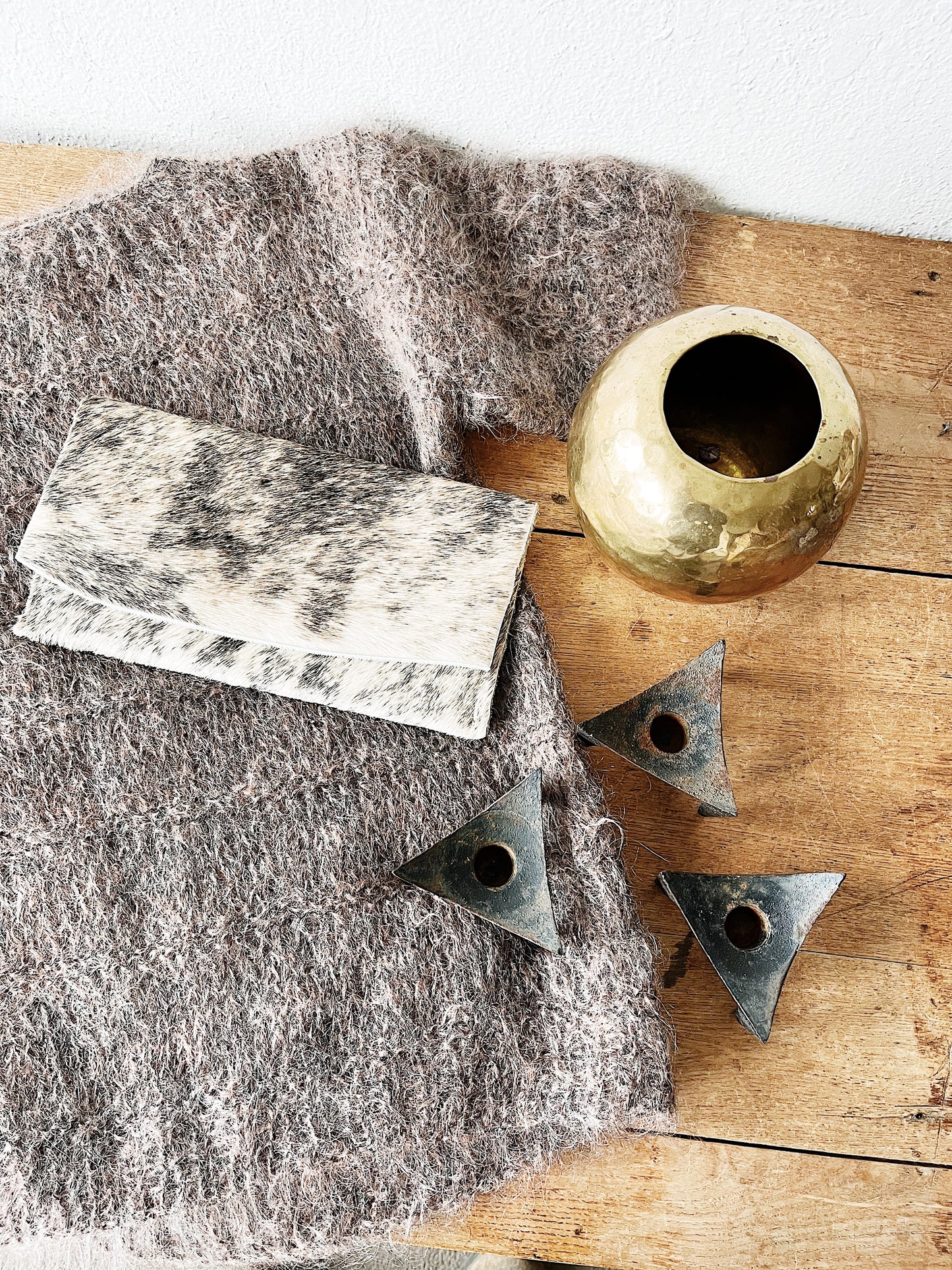 Vintage Hammered Brass Orb Vase