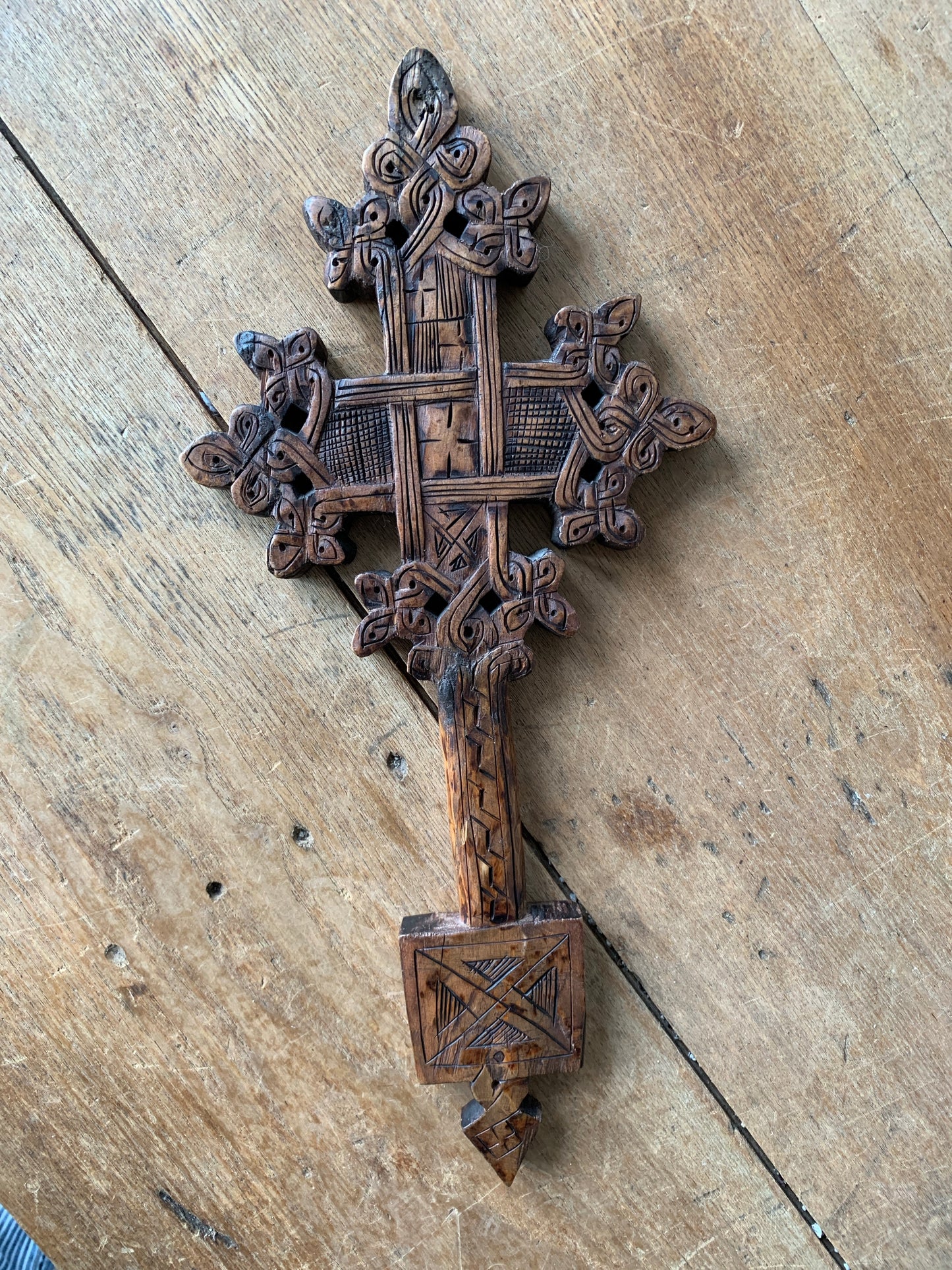 Vintage Carved Wood Celtic Cross
