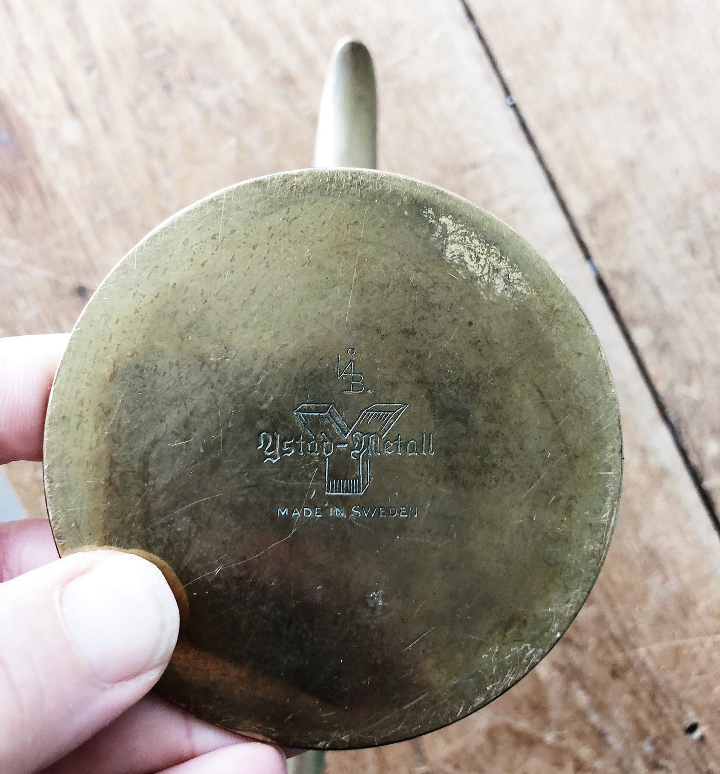 Pair Vintage Brass Ystad Candlesticks