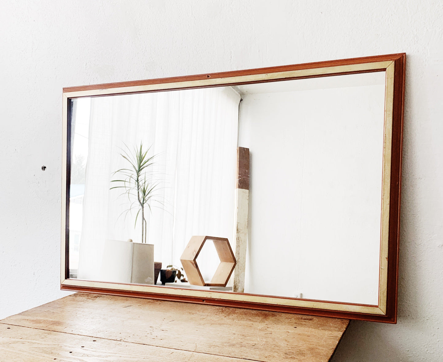 Large Vintage Wood Framed Mirror