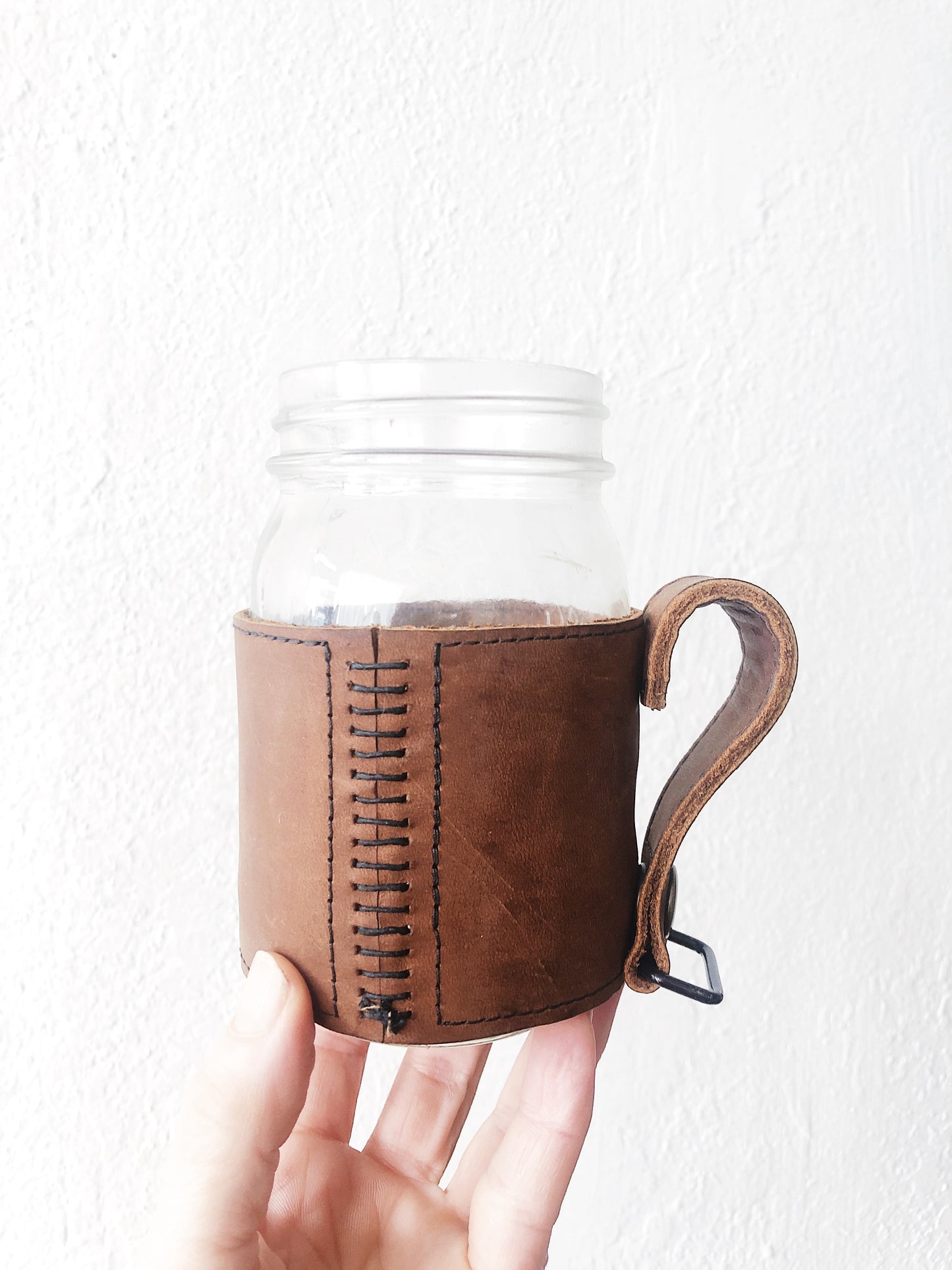 Leather Mason Jar Holder