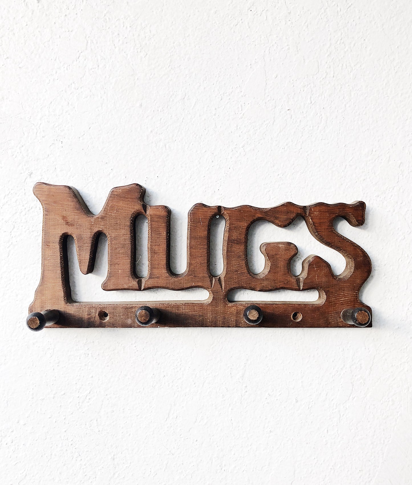 Vintage Wooden Mug Rack
