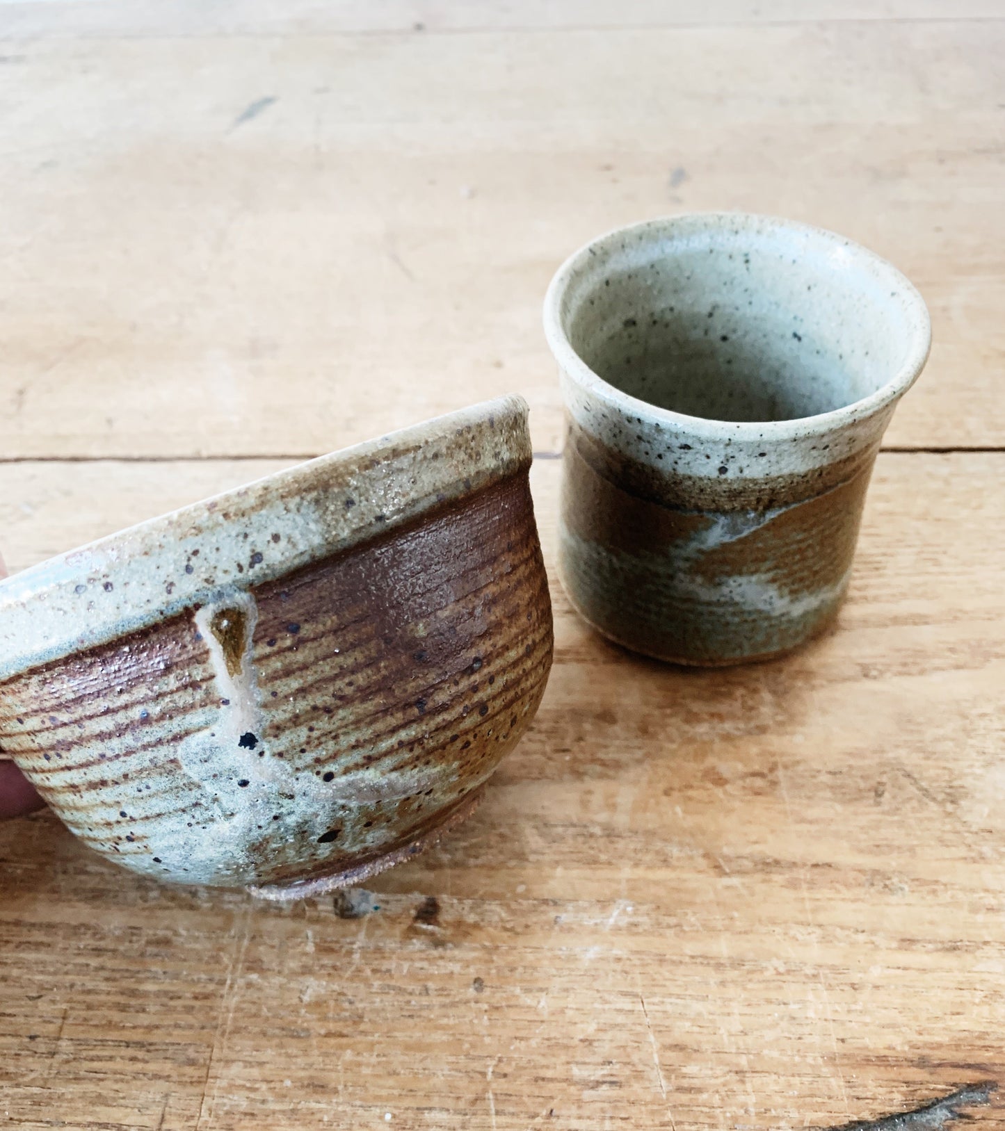 Handmade Vintage Pottery Pair