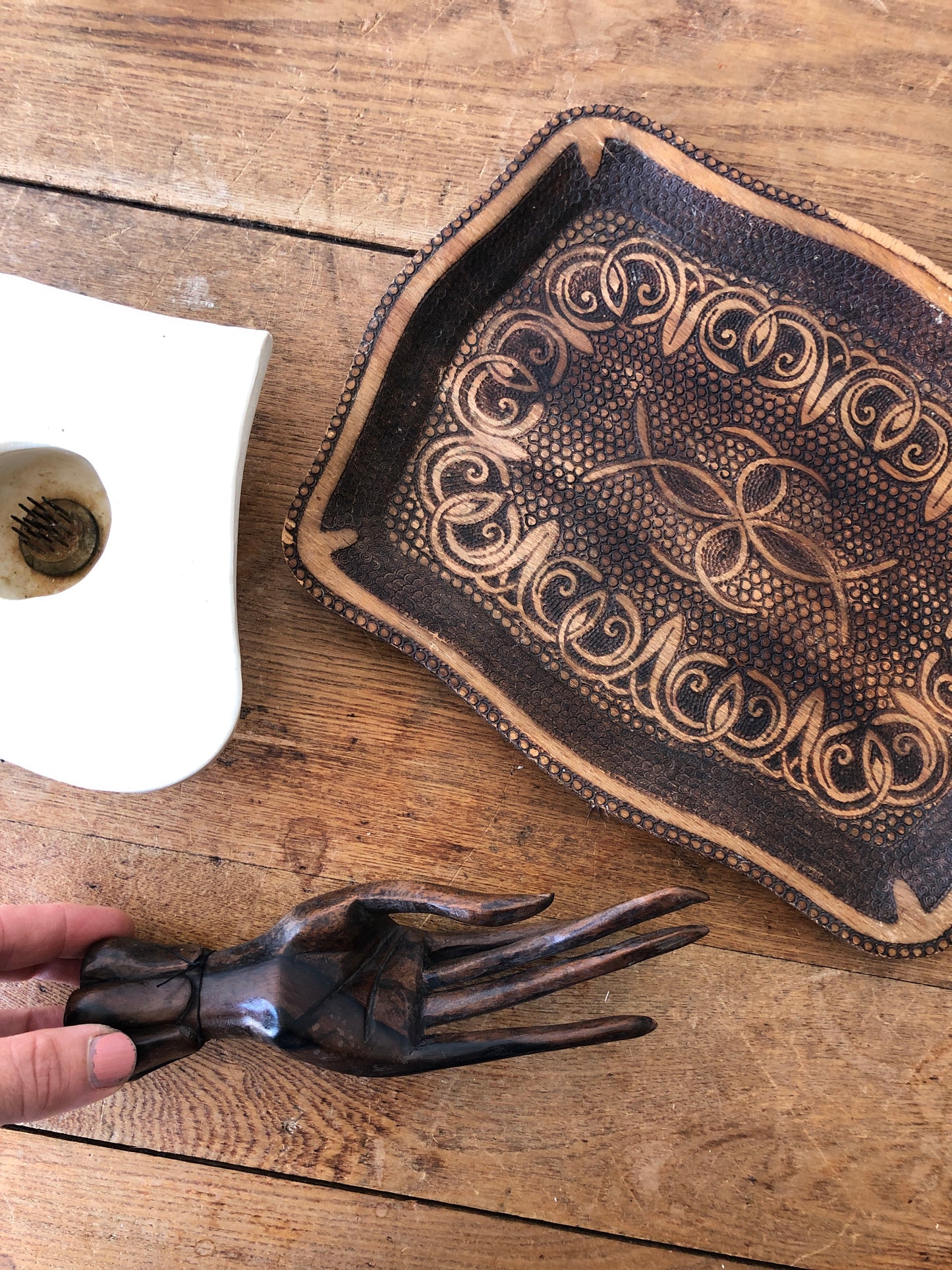 Vintage Wood Burned Tray