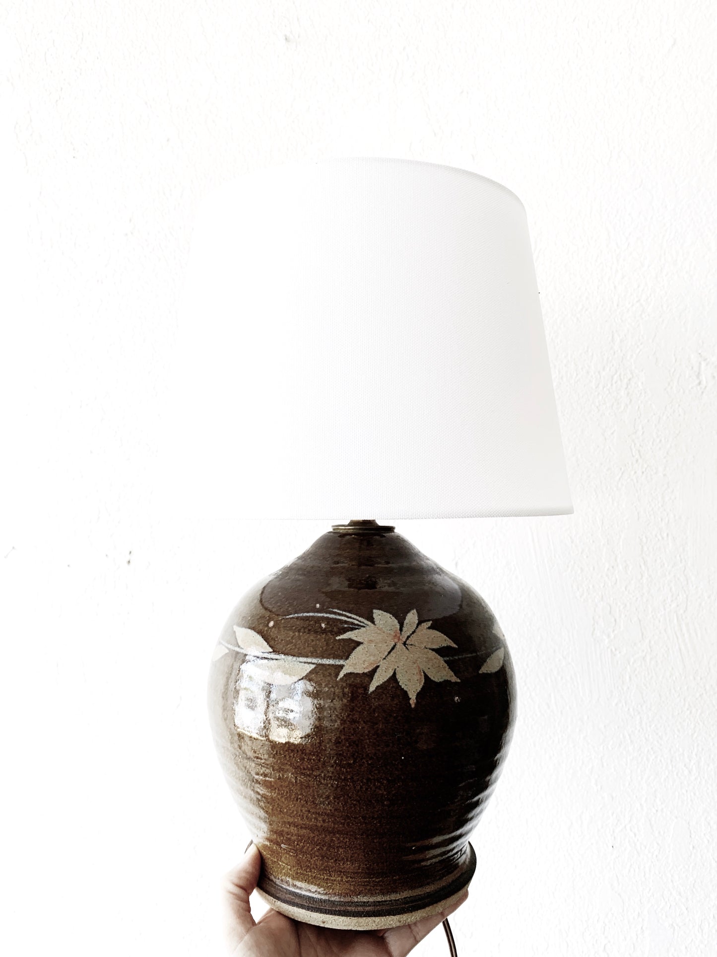 Vintage Pottery Lamp with Shade