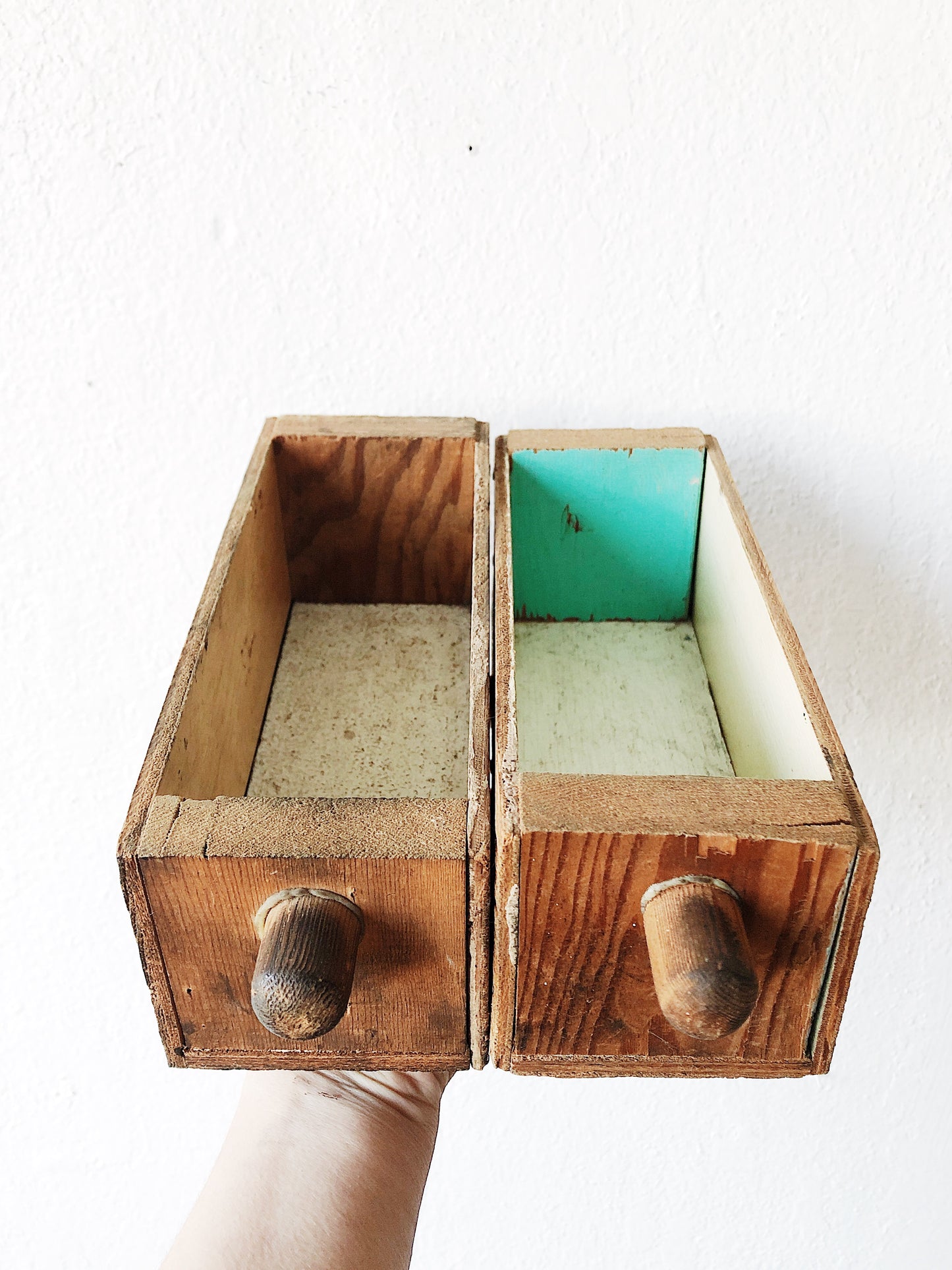 Vintage Pair Handmade Wood Drawers