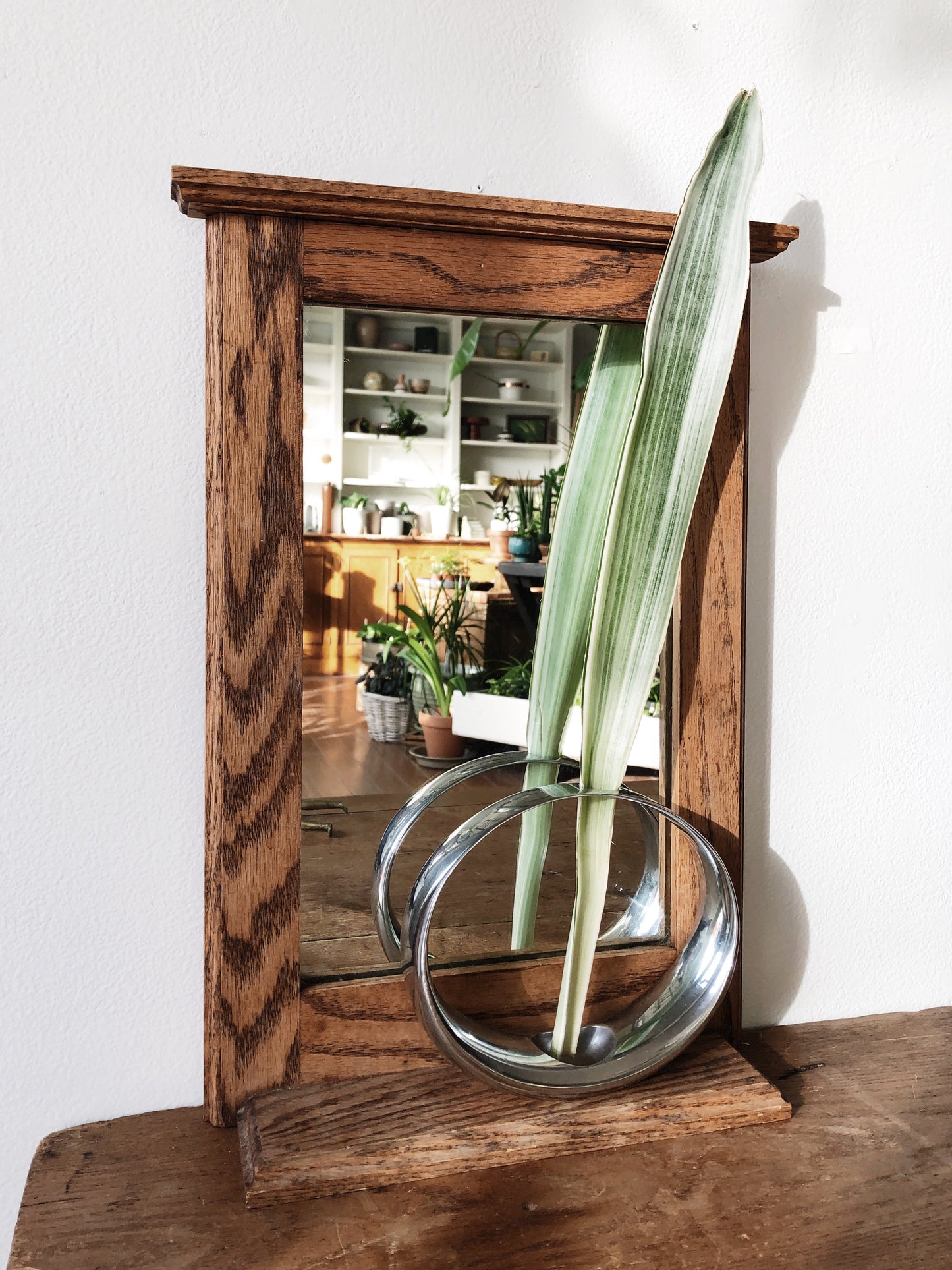 Vintage Oak Mirror Shelf