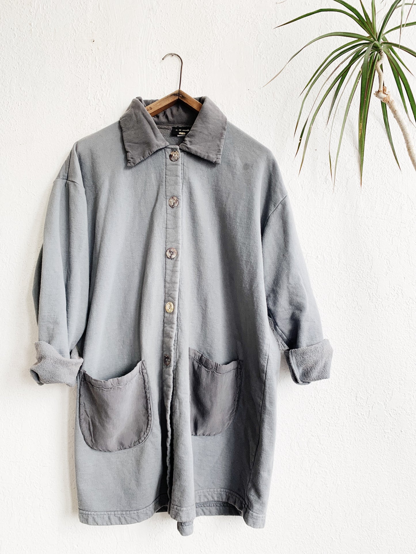 Grey Cotton Sweatshirt Jacket