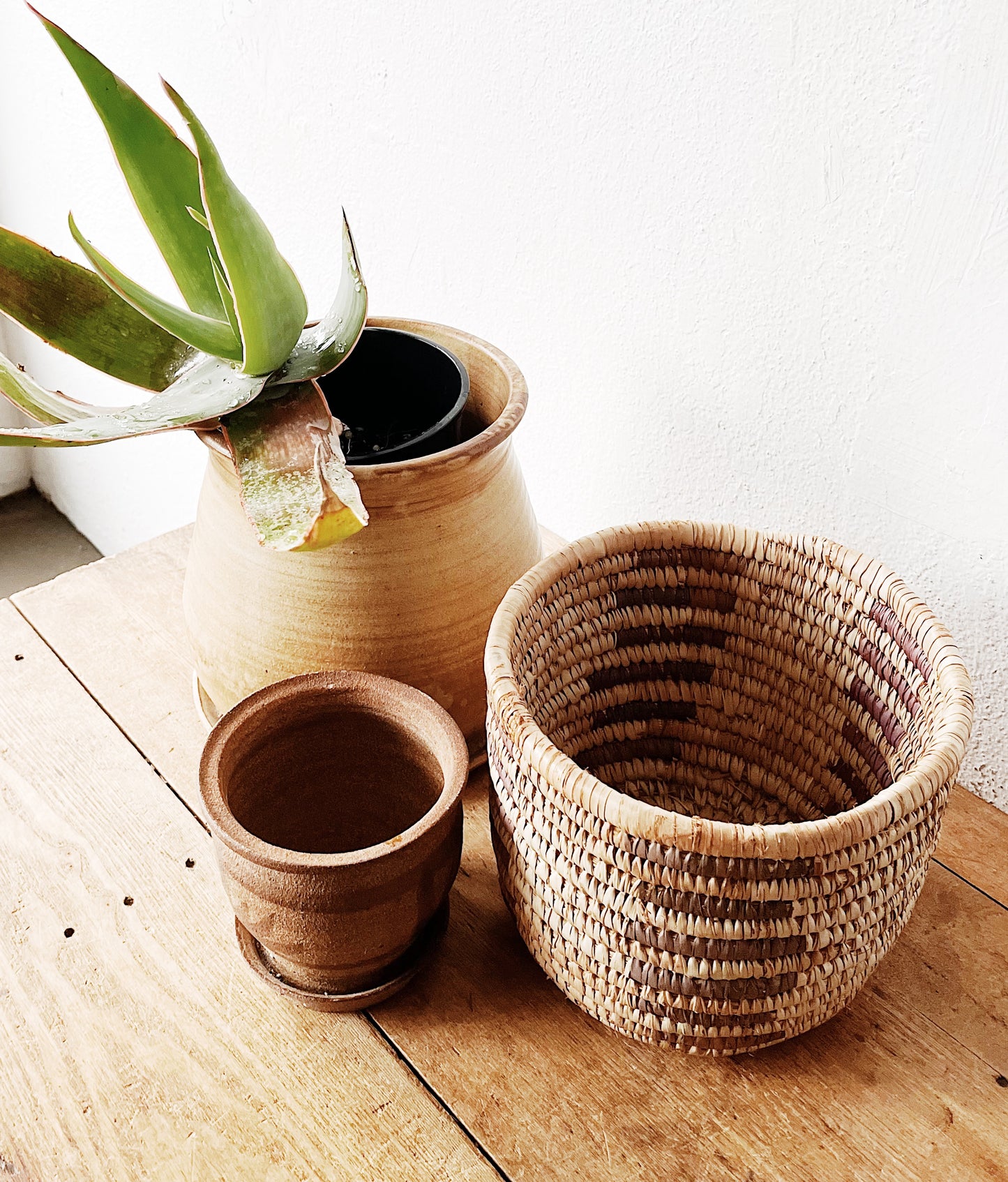 Vintage Stoneware Planter with Tray