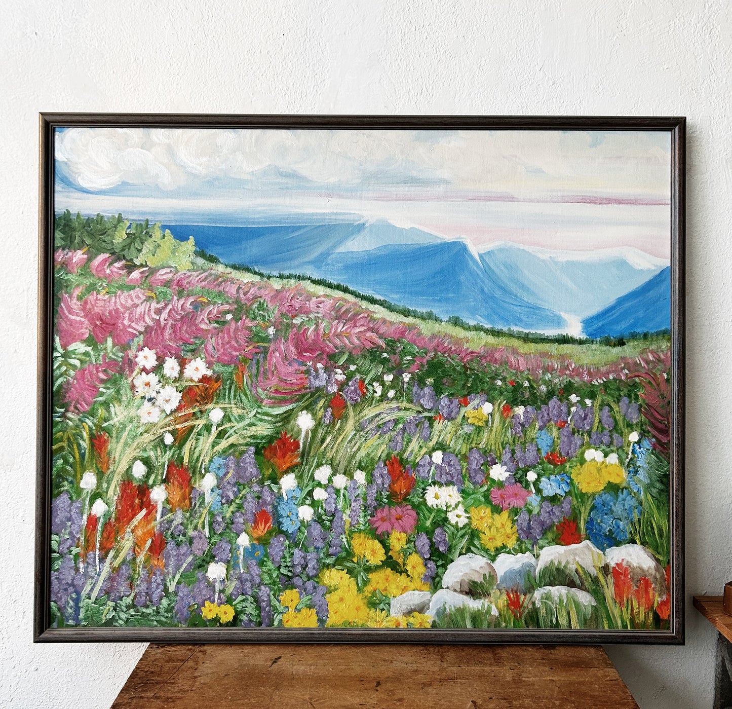 Large Original Vintage Framed Painting