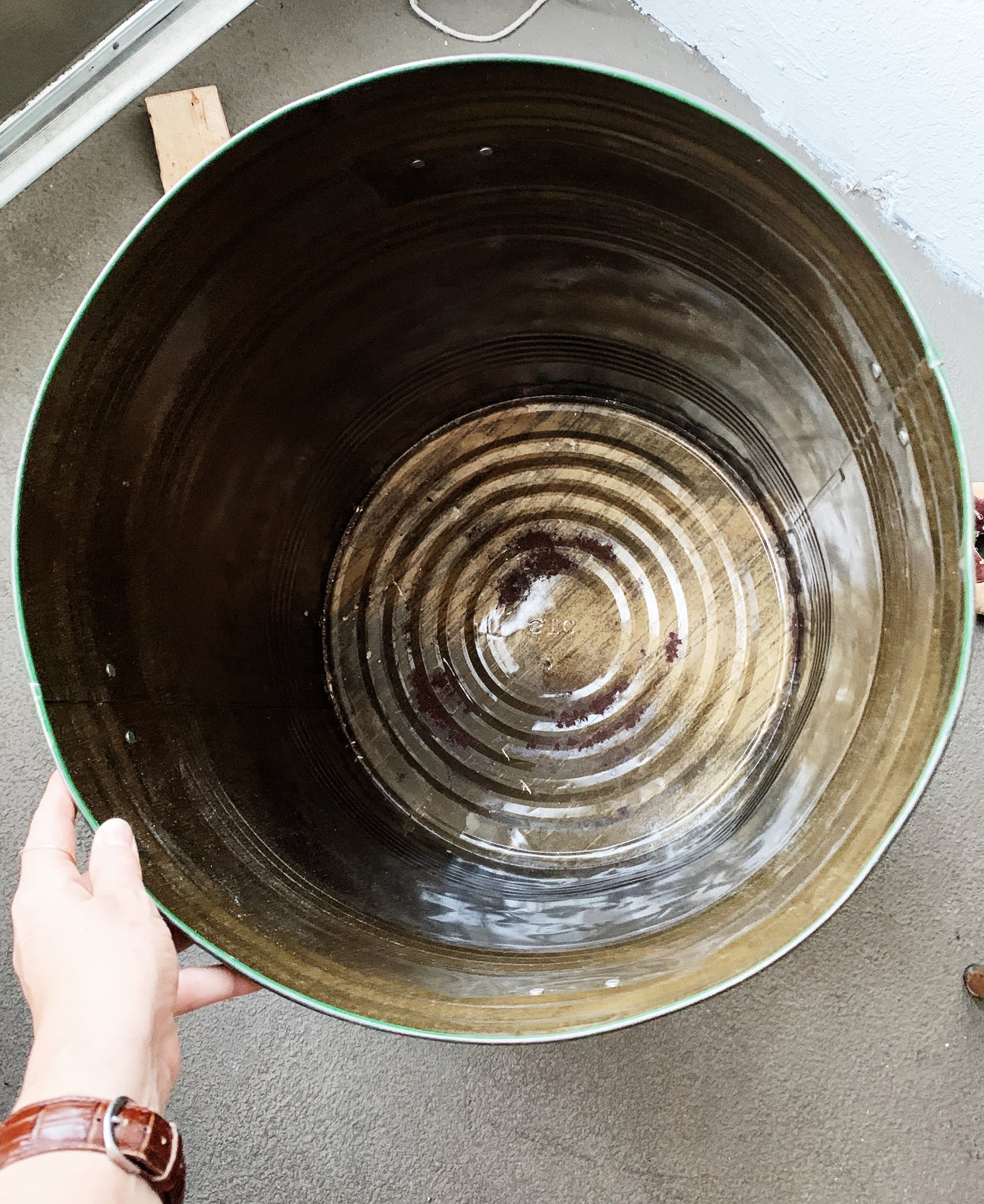 Large Vintage Tin Garbage Can / Pot