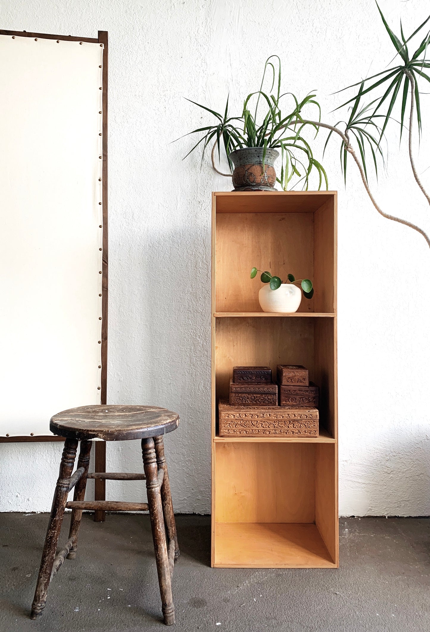 Vintage Wood Cubby Shelf