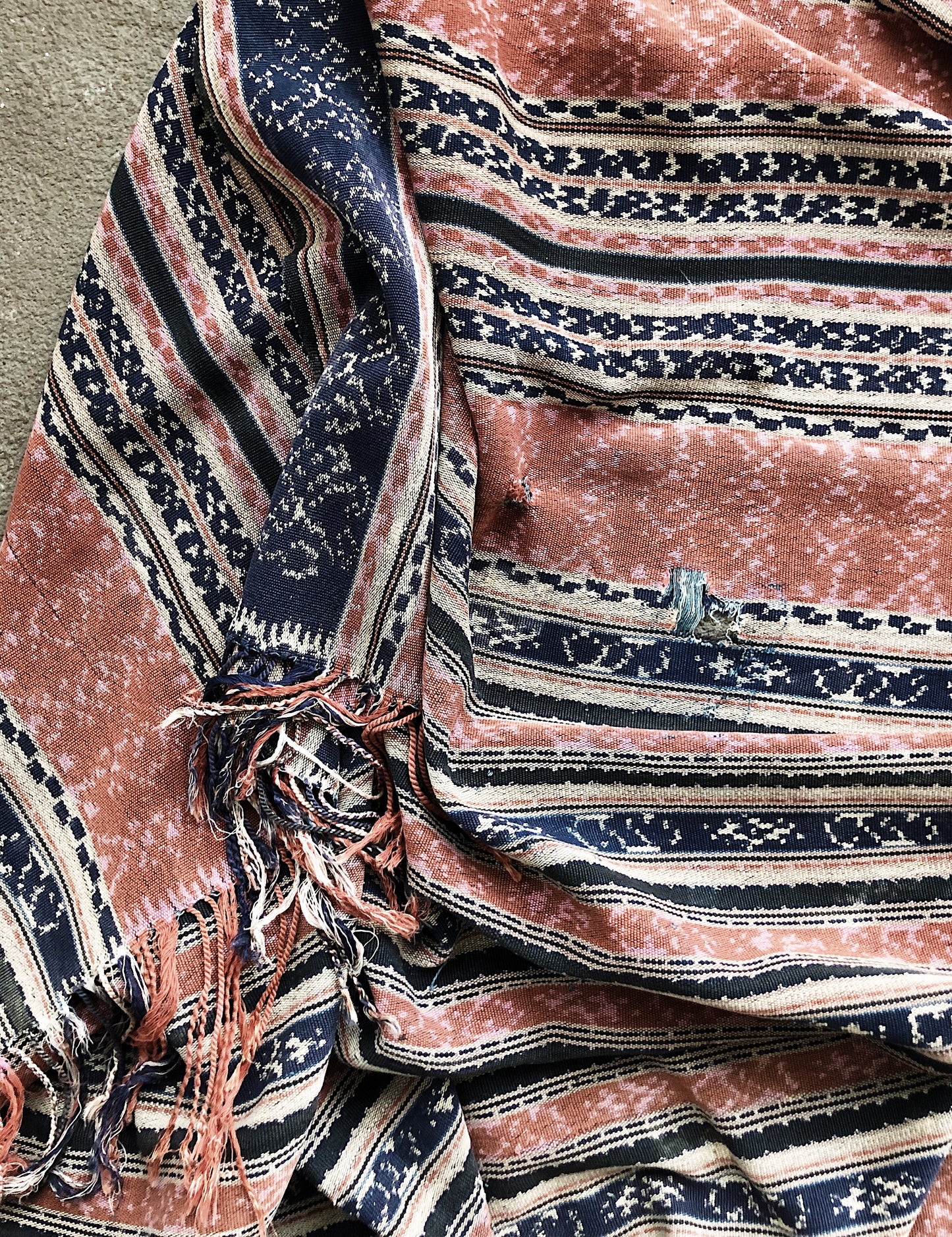 Vintage Indigo Ikat Blanket