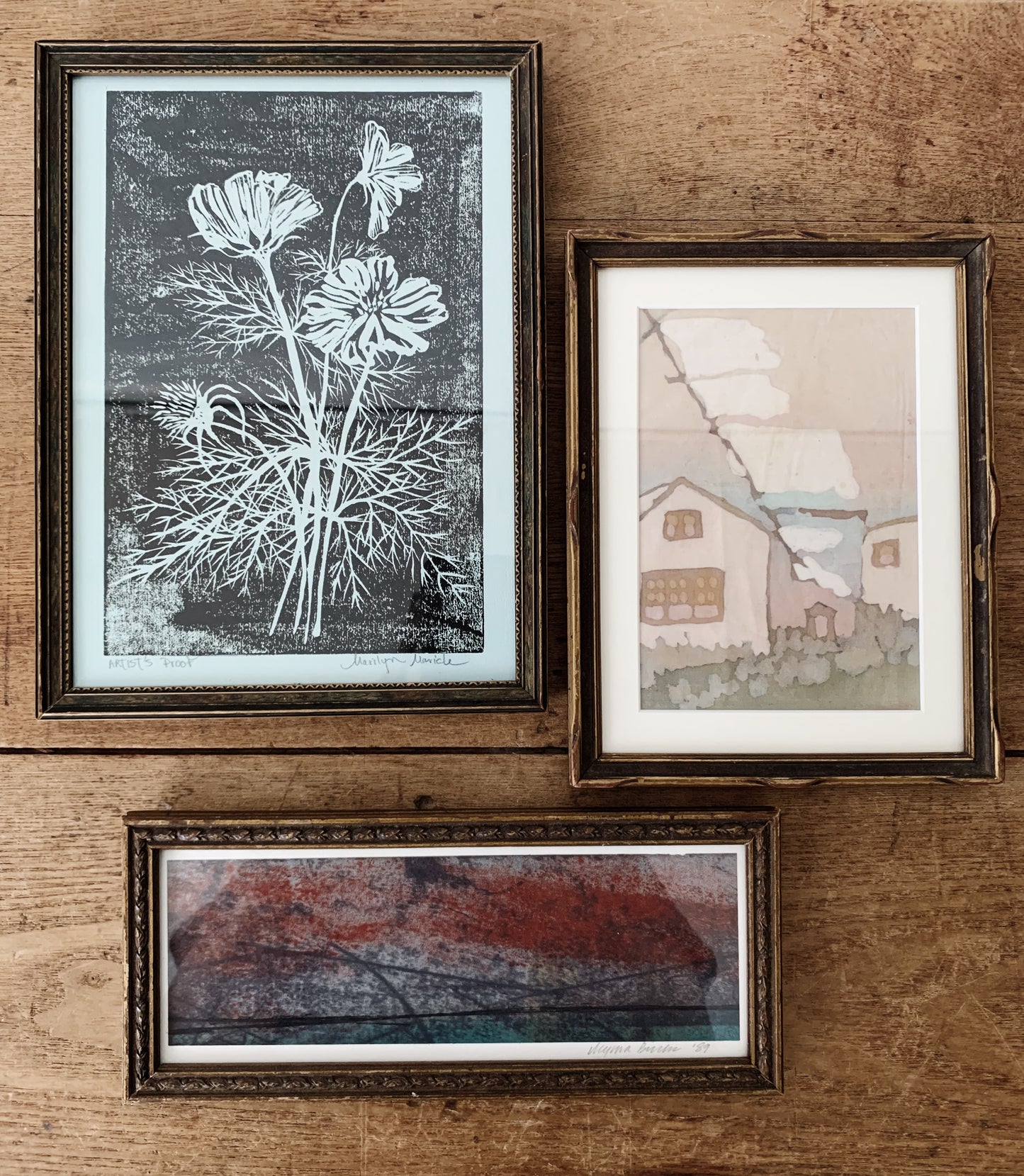 Vintage Framed Hand Painted Fabric