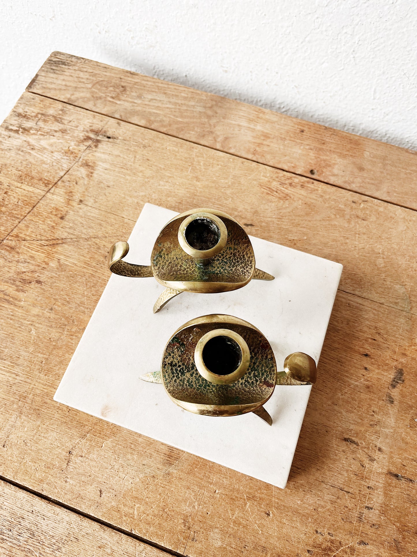 Mid Century Brass Candle Holders