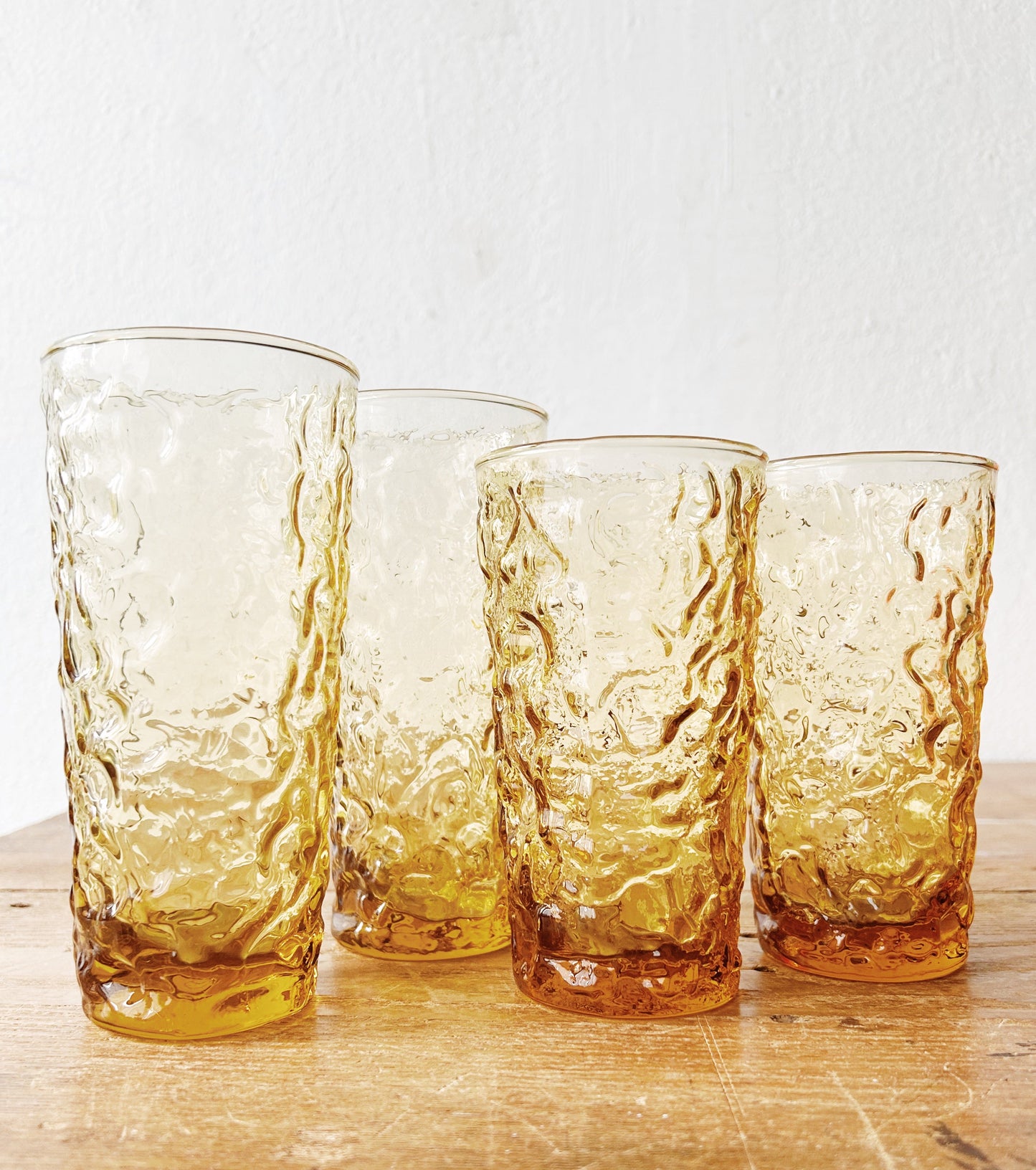Vintage Anchor Hocking Honey Gold Wavy Tumblers