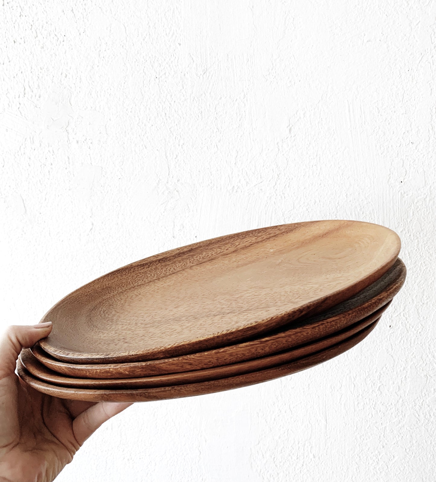 Mid Century Oval Wood Plates