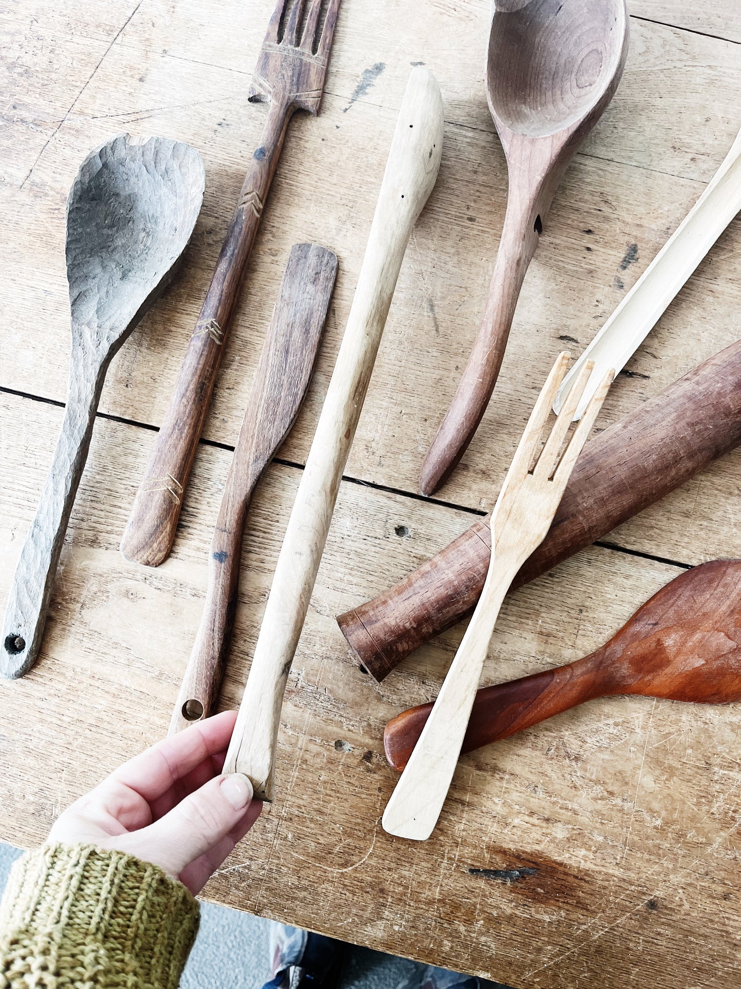 Primitive Wooden Utensil Collection