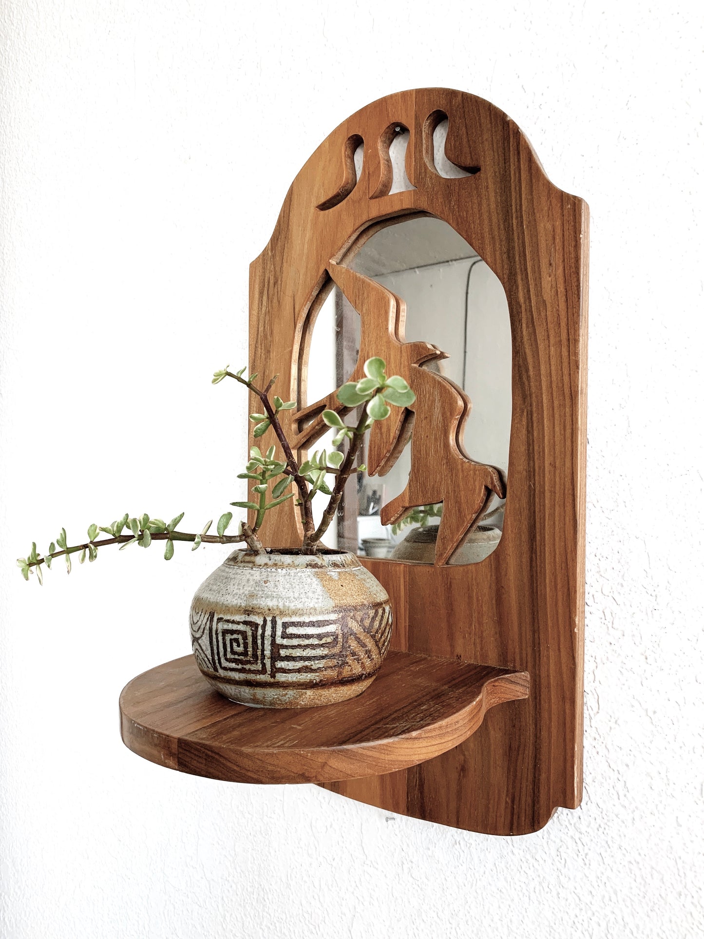 Vintage Wood Mirror Shelf