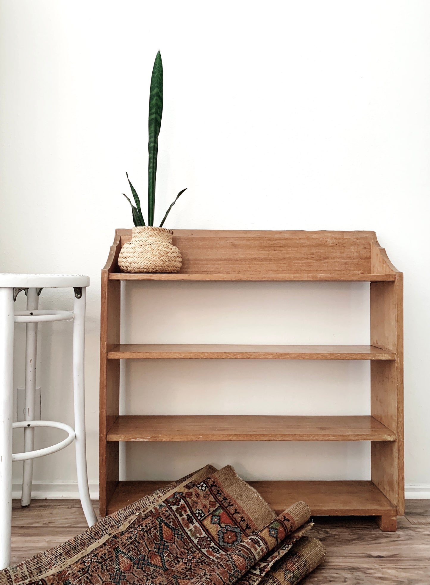 Vintage Open Back Solid Wood Shelf