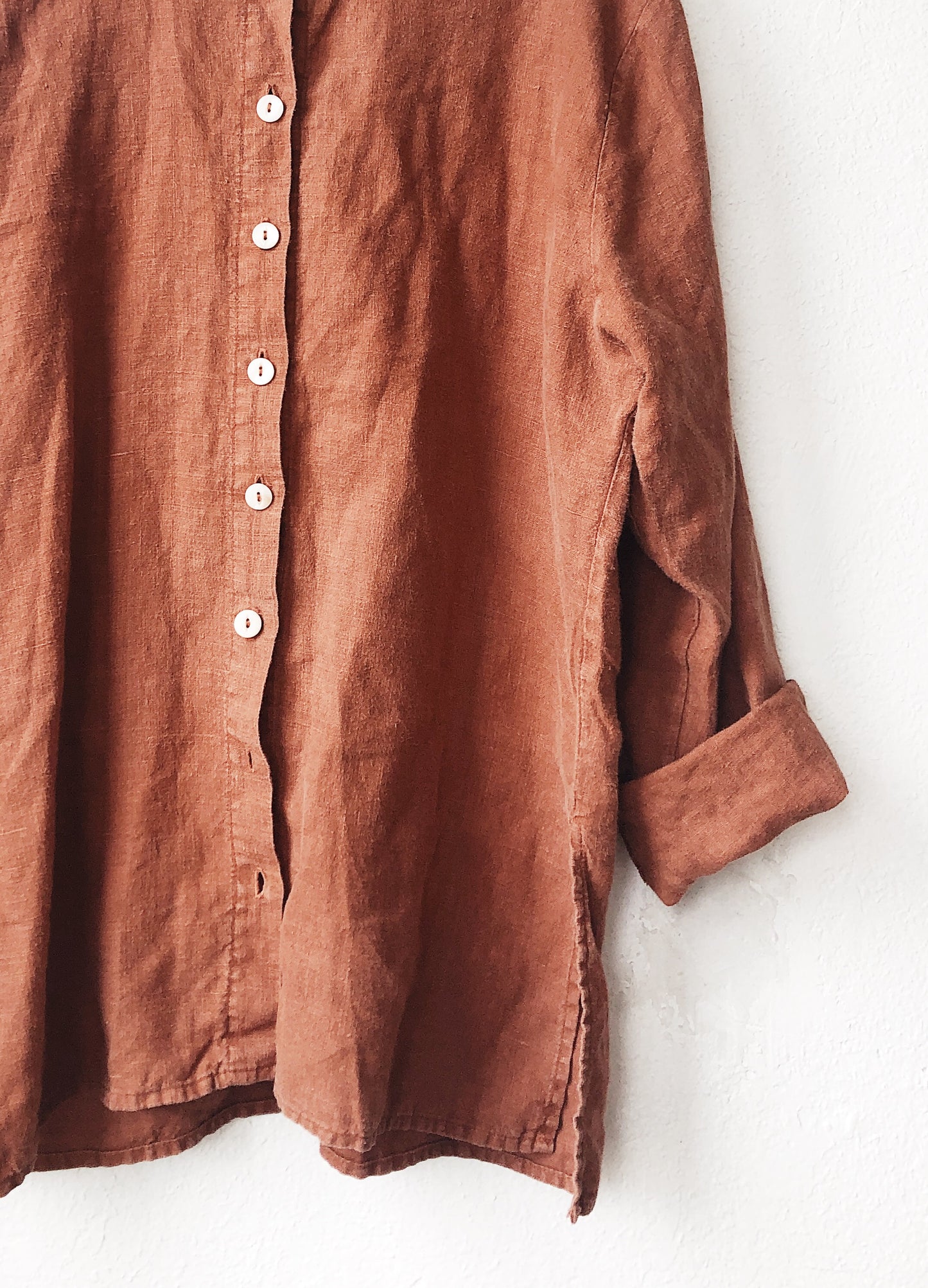 Vintage Terracotta Linen Work Shirt