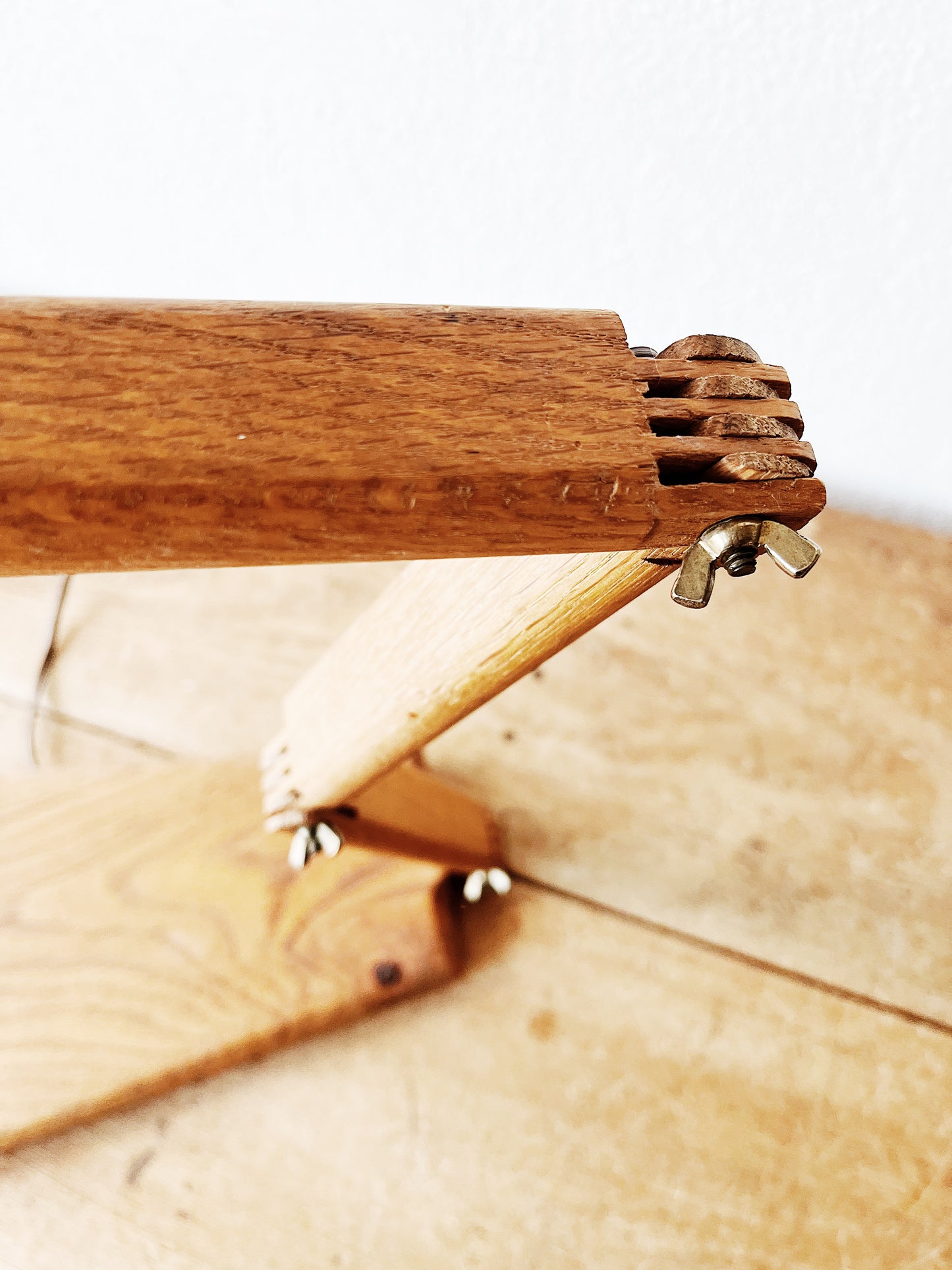 Vintage Handmade Wood Articulating Lamp