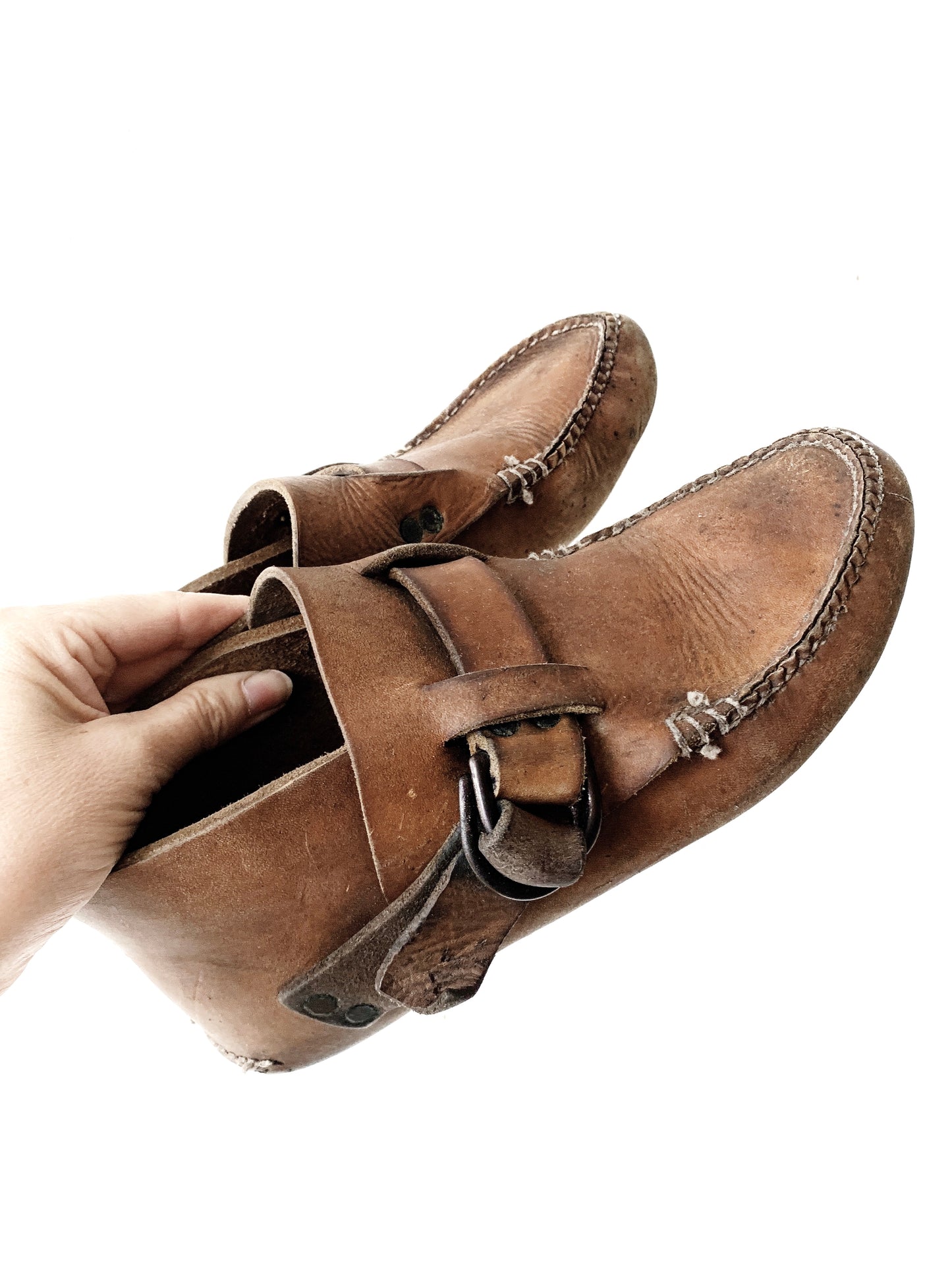Vintage Handmade Leather Mocs 8.5/9 Women’s