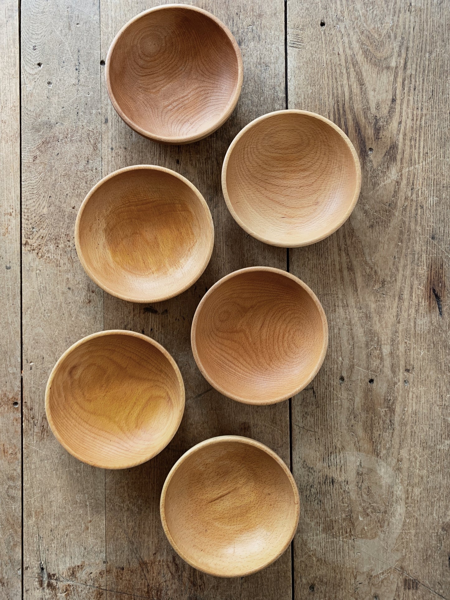 Set 6 Natural Wood Bowls