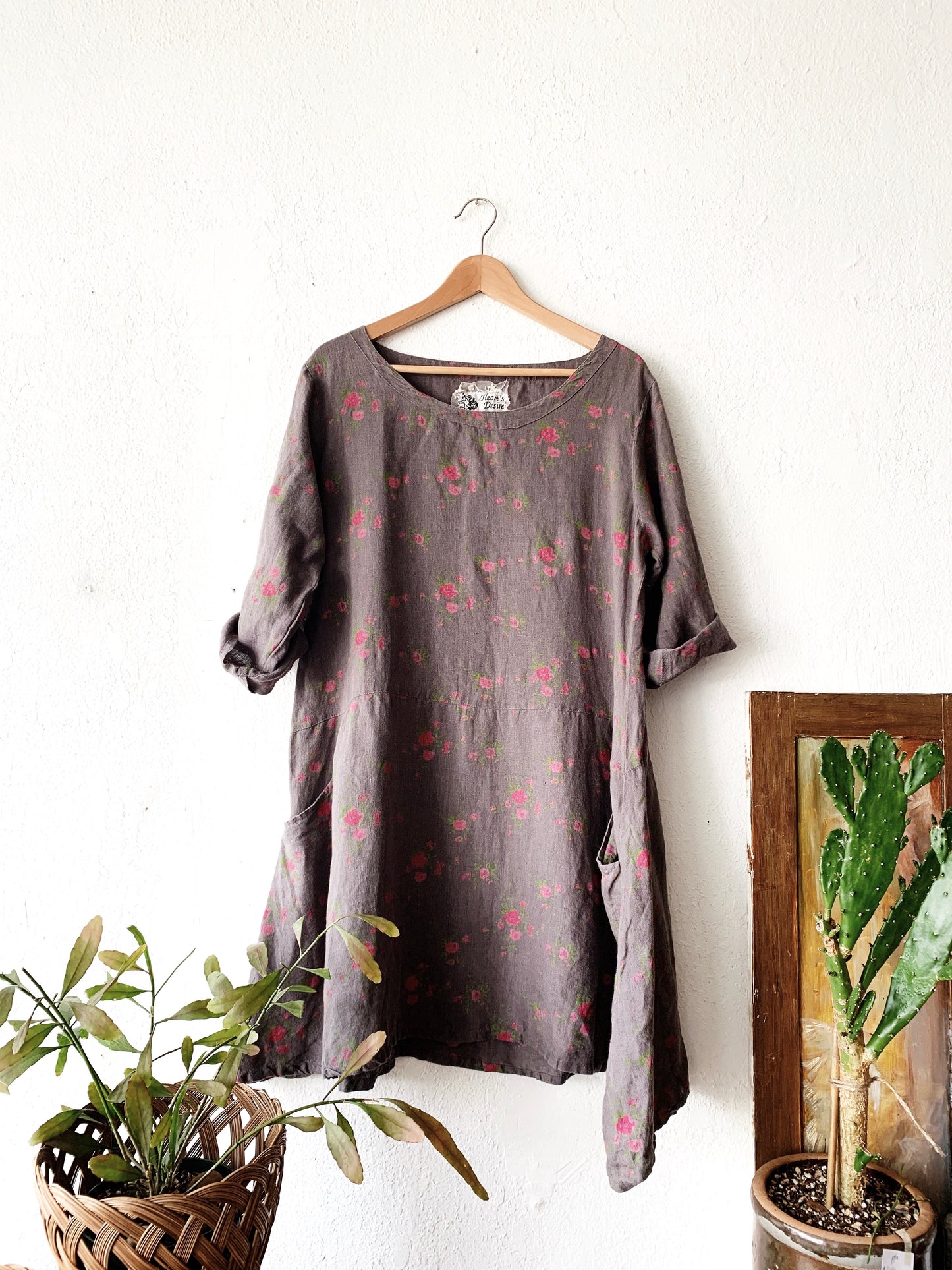 Linen Smock Dress w Pockets