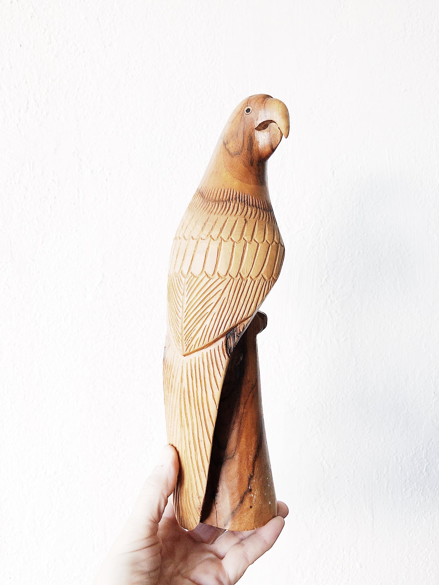 Vintage Carved Wood Parrot