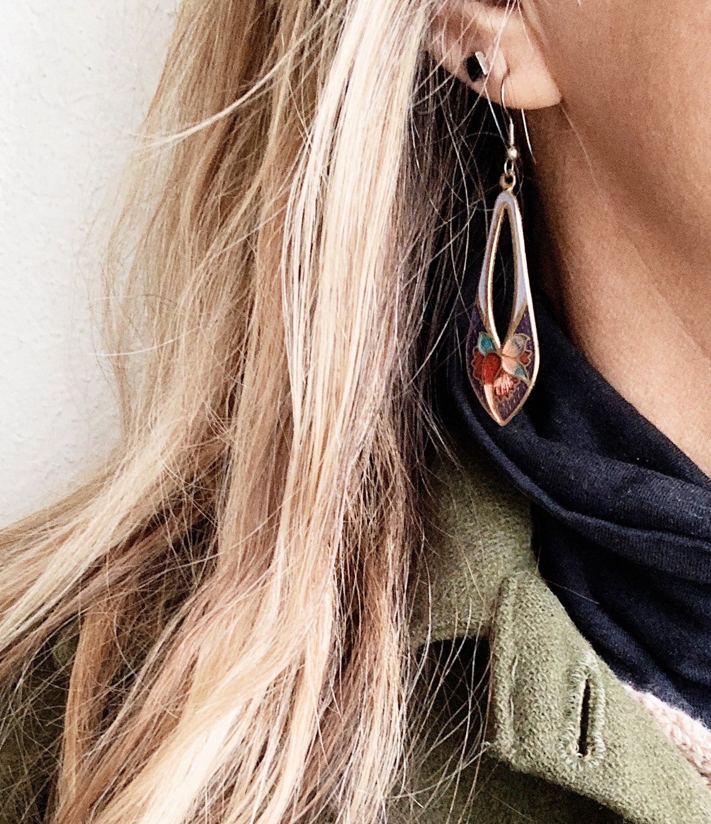 Vintage Enamel Floral Earrings