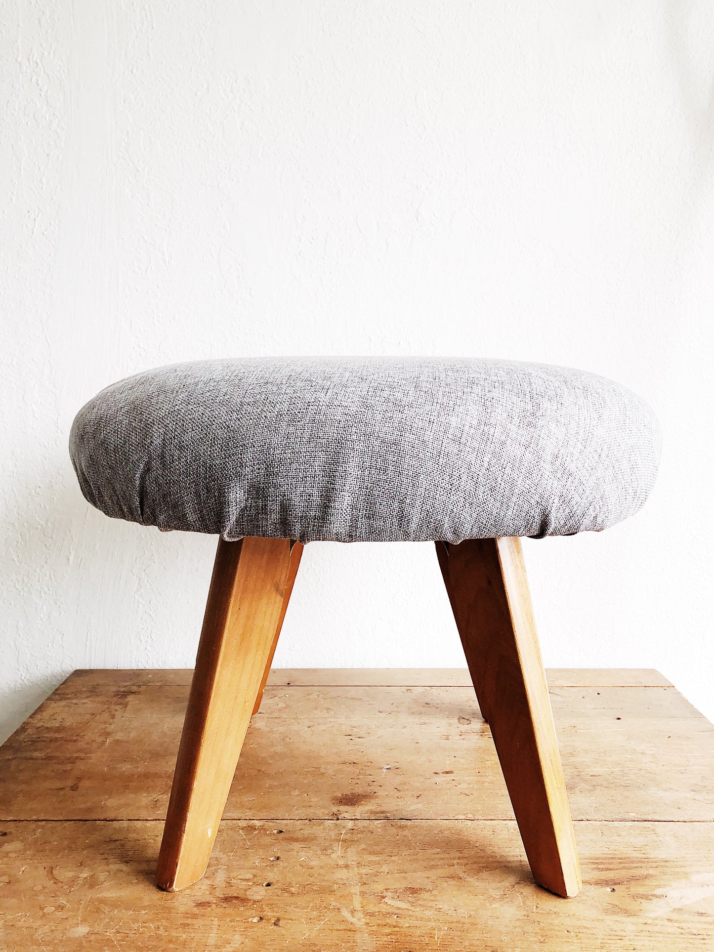 Mid Century Upholstered Ottoman Stool