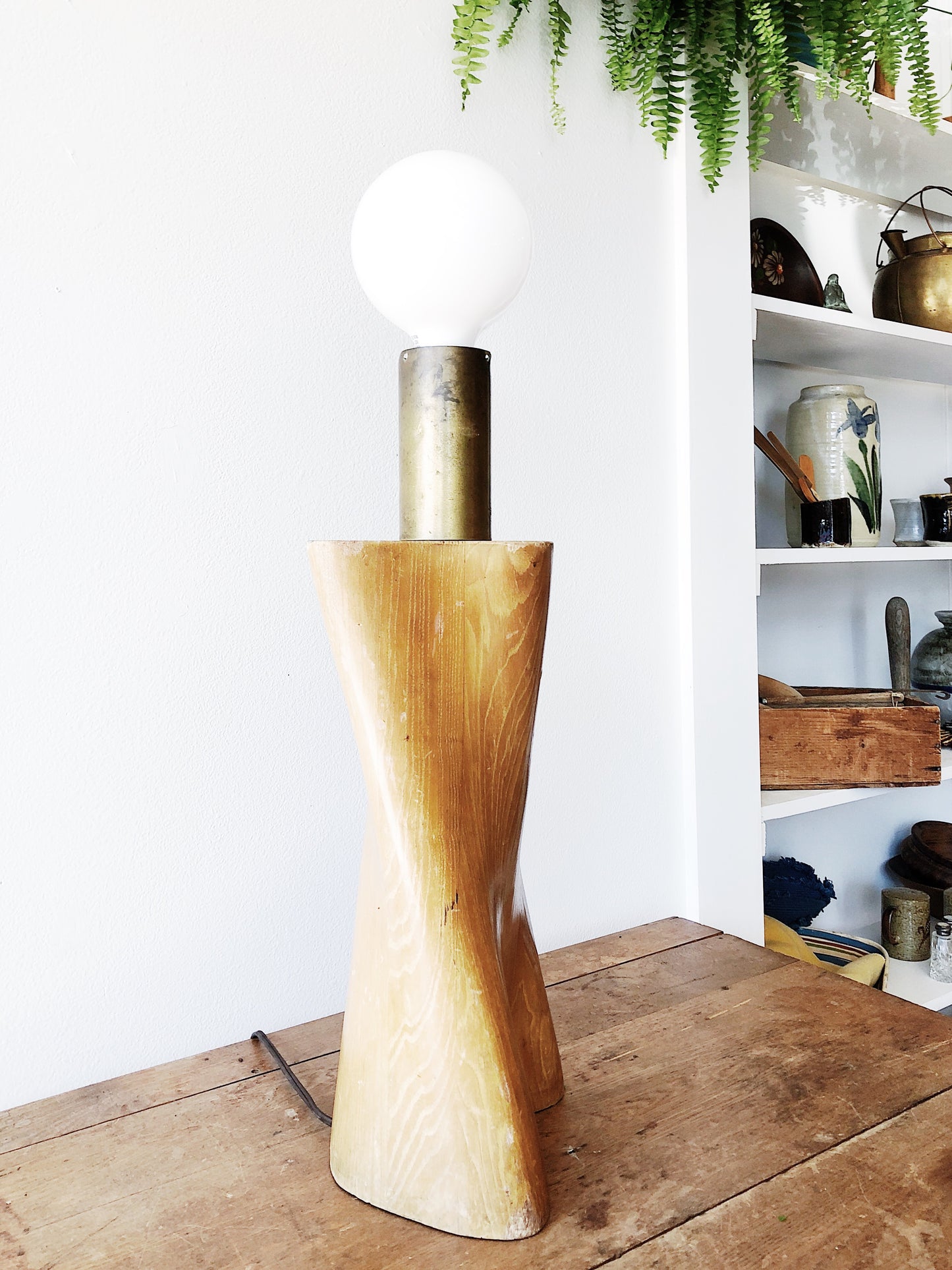 Vintage 1970s Biomorphic Wood Lamp