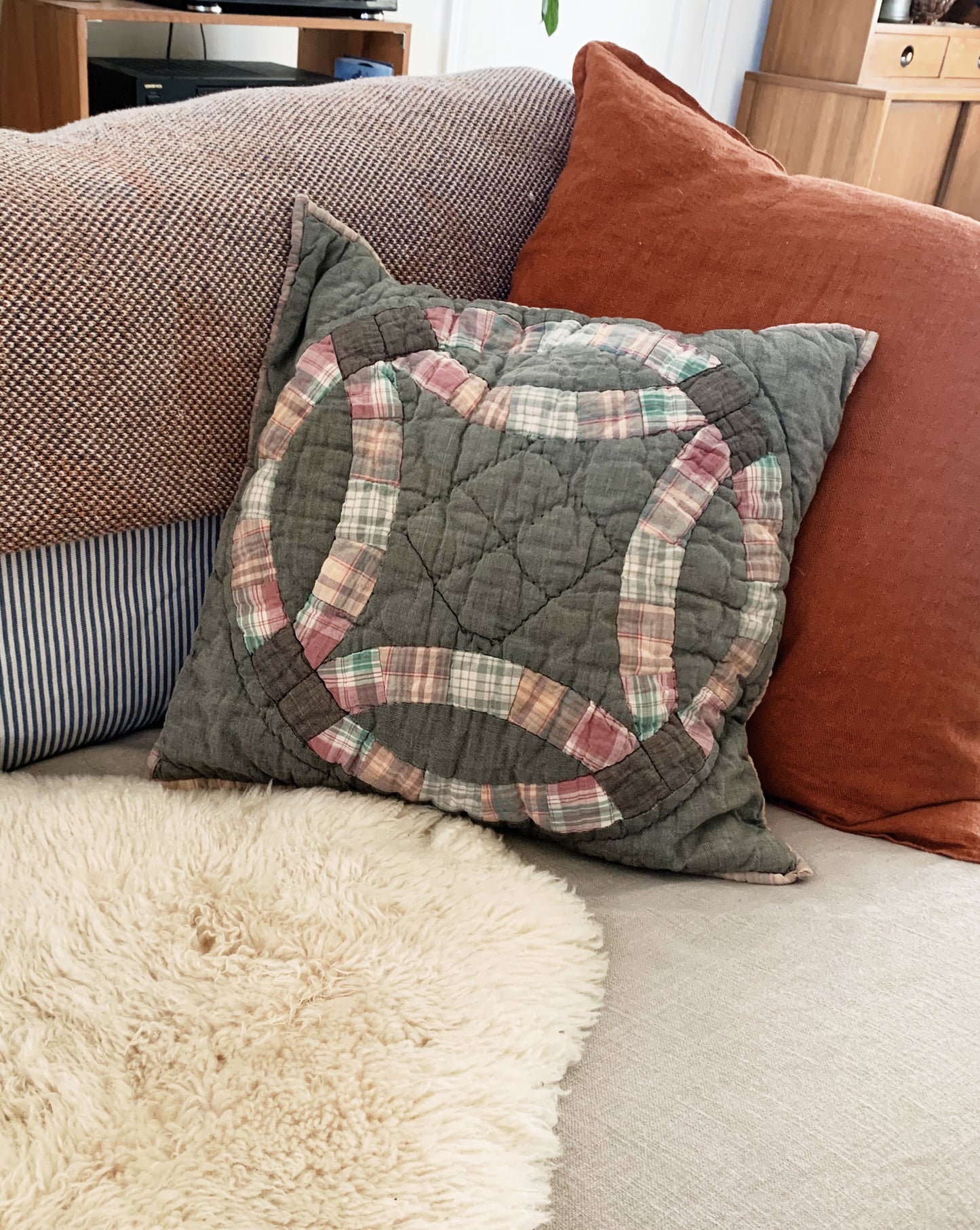 Vintage Quilted Cotton Pillow