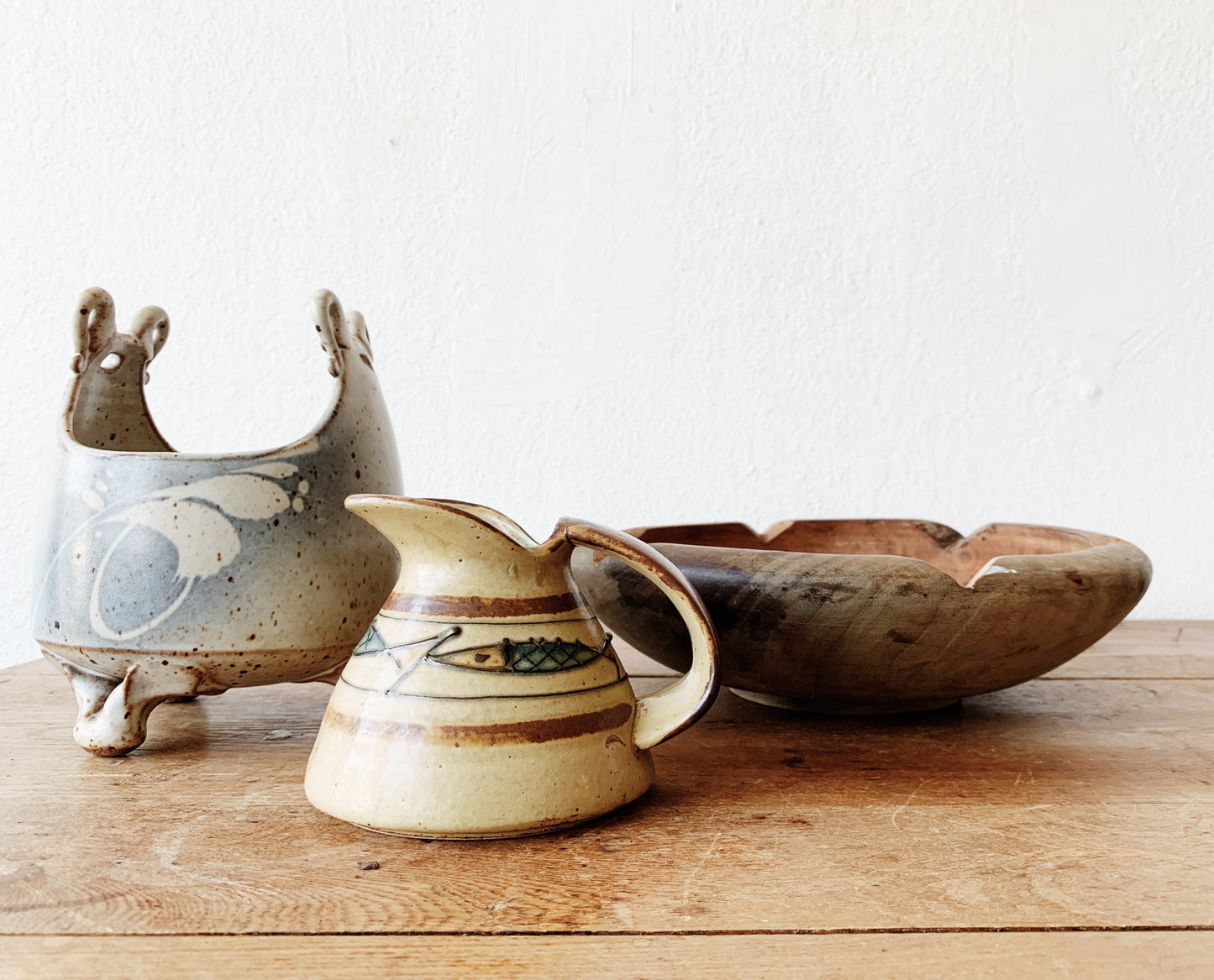 Vintage Notched Wood Bowl