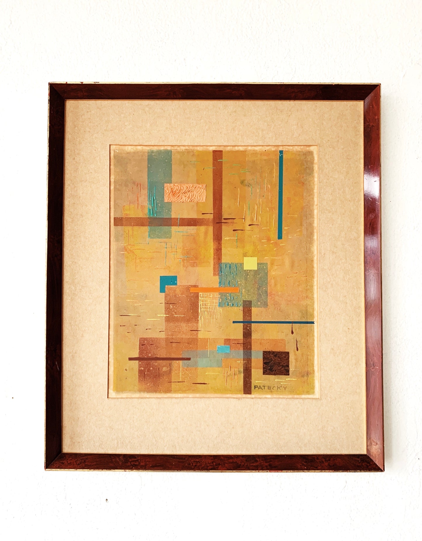 Mid Century Framed PATECKY Mixed Media