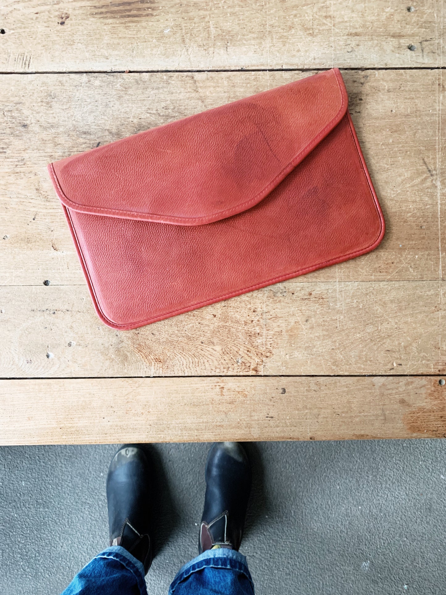 Michael Green Pebbled Leather Clutch