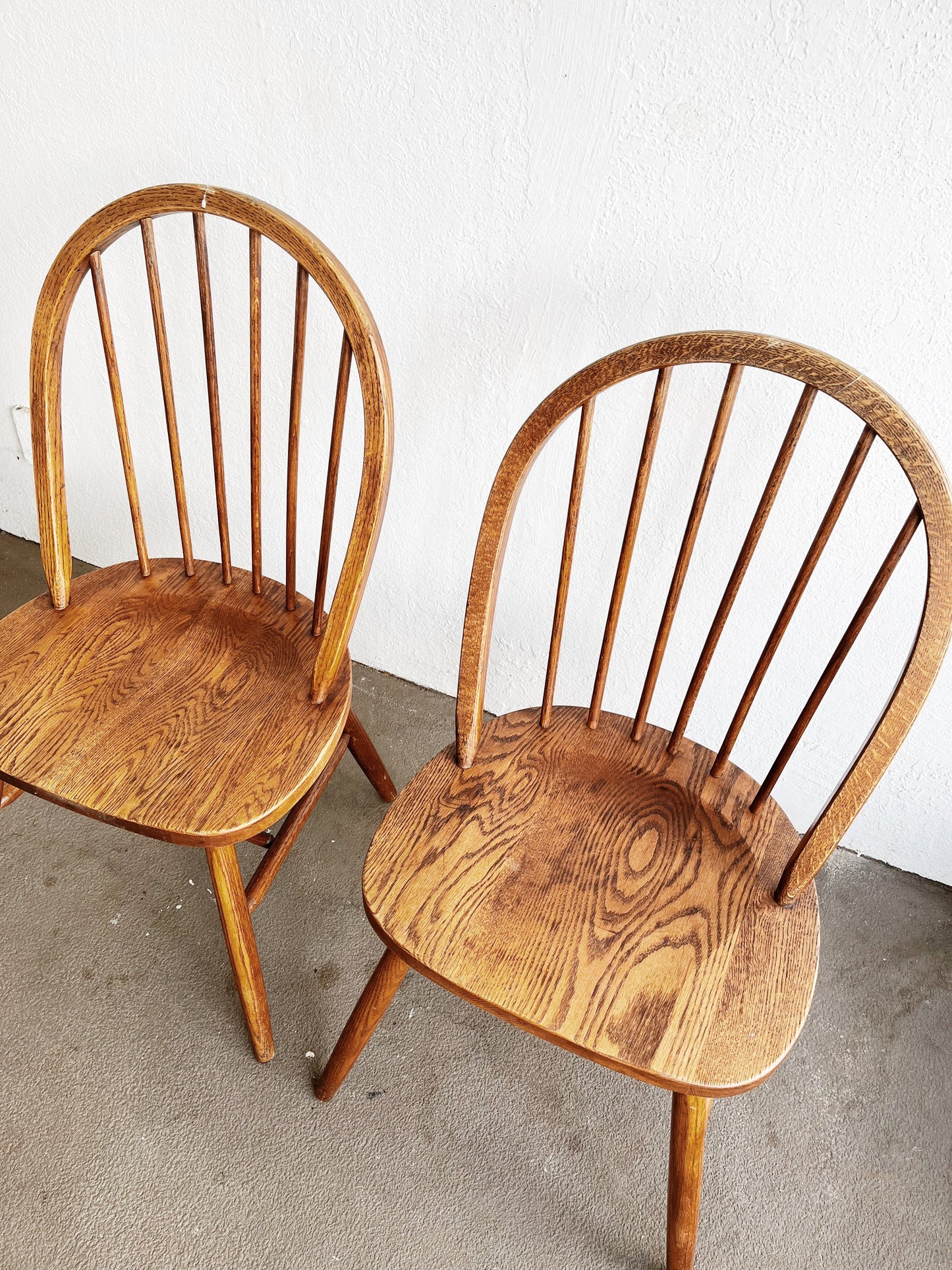 Pair Vintage Oak Shaker Style Chairs