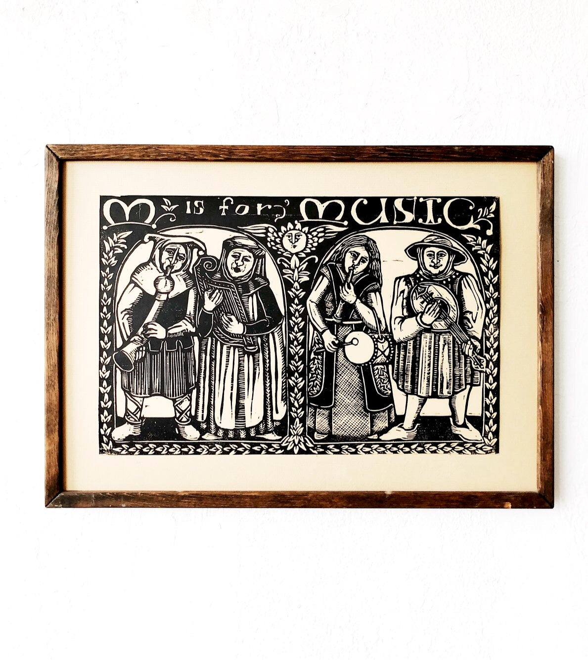 Vintage Medieval Rubbing Lithograph