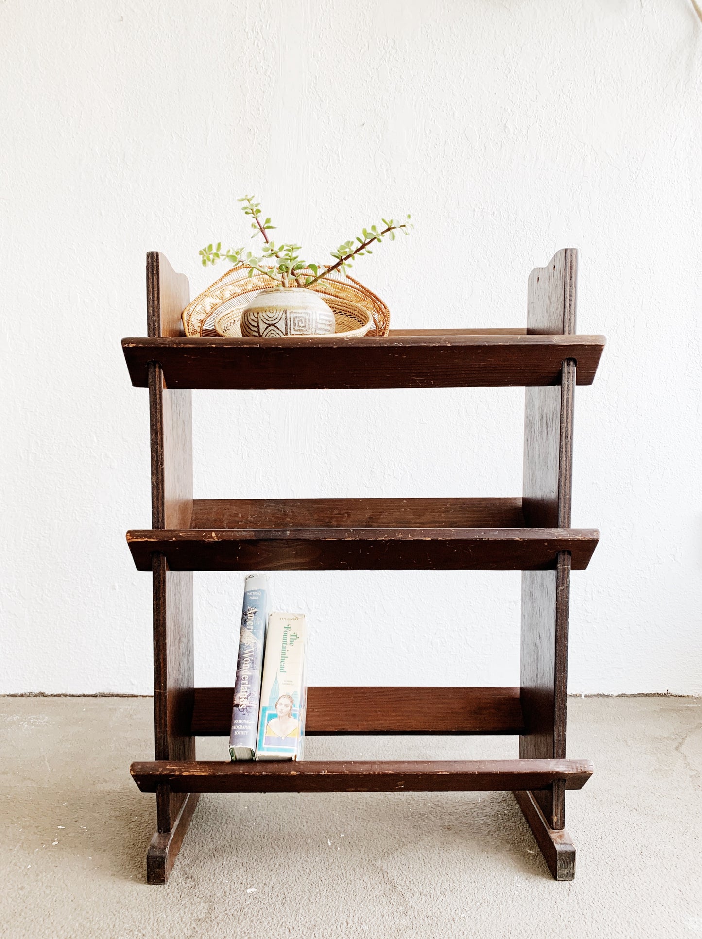 Vintage Dark Wood Book Shelf