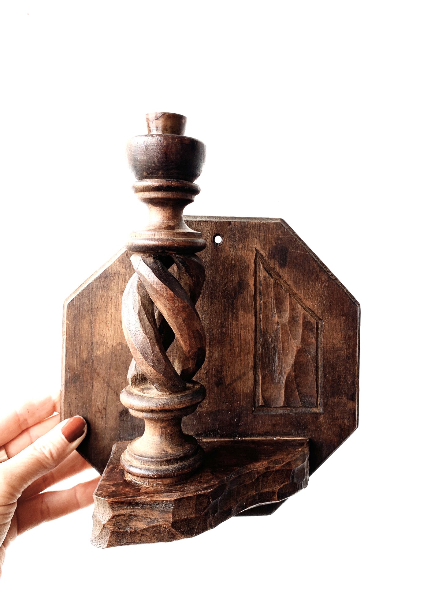 Carved Wood Candle Shelf