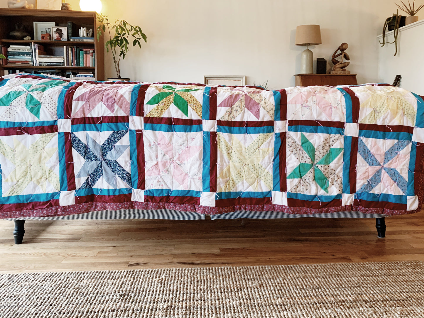 Large Vintage Cotton Star Quilt