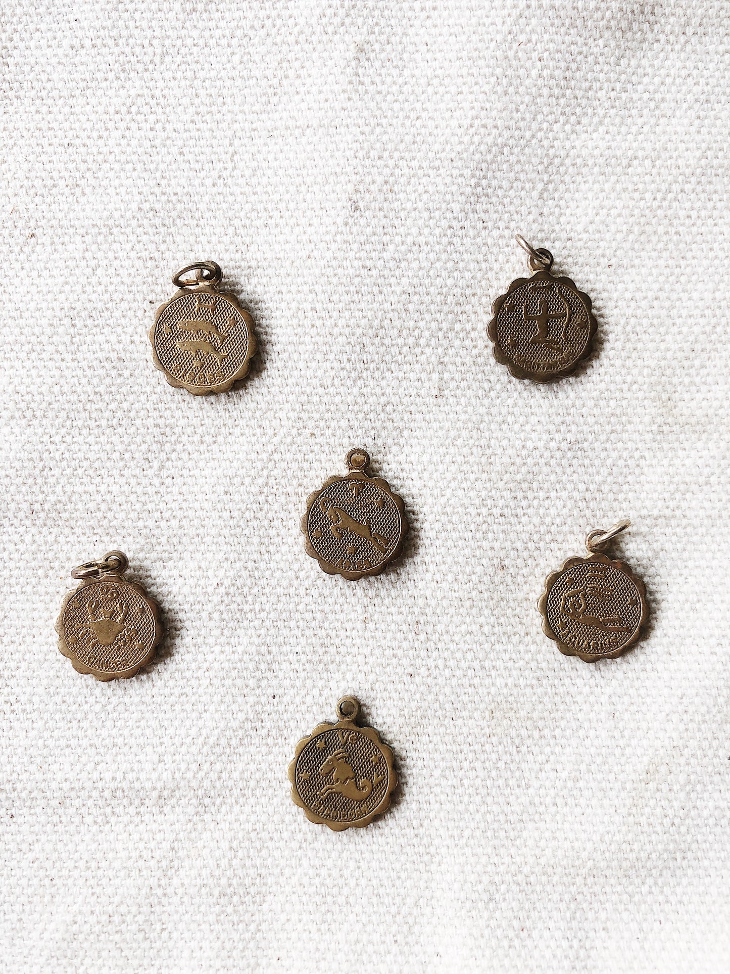 Mini Vintage Brass Zodiac Charms