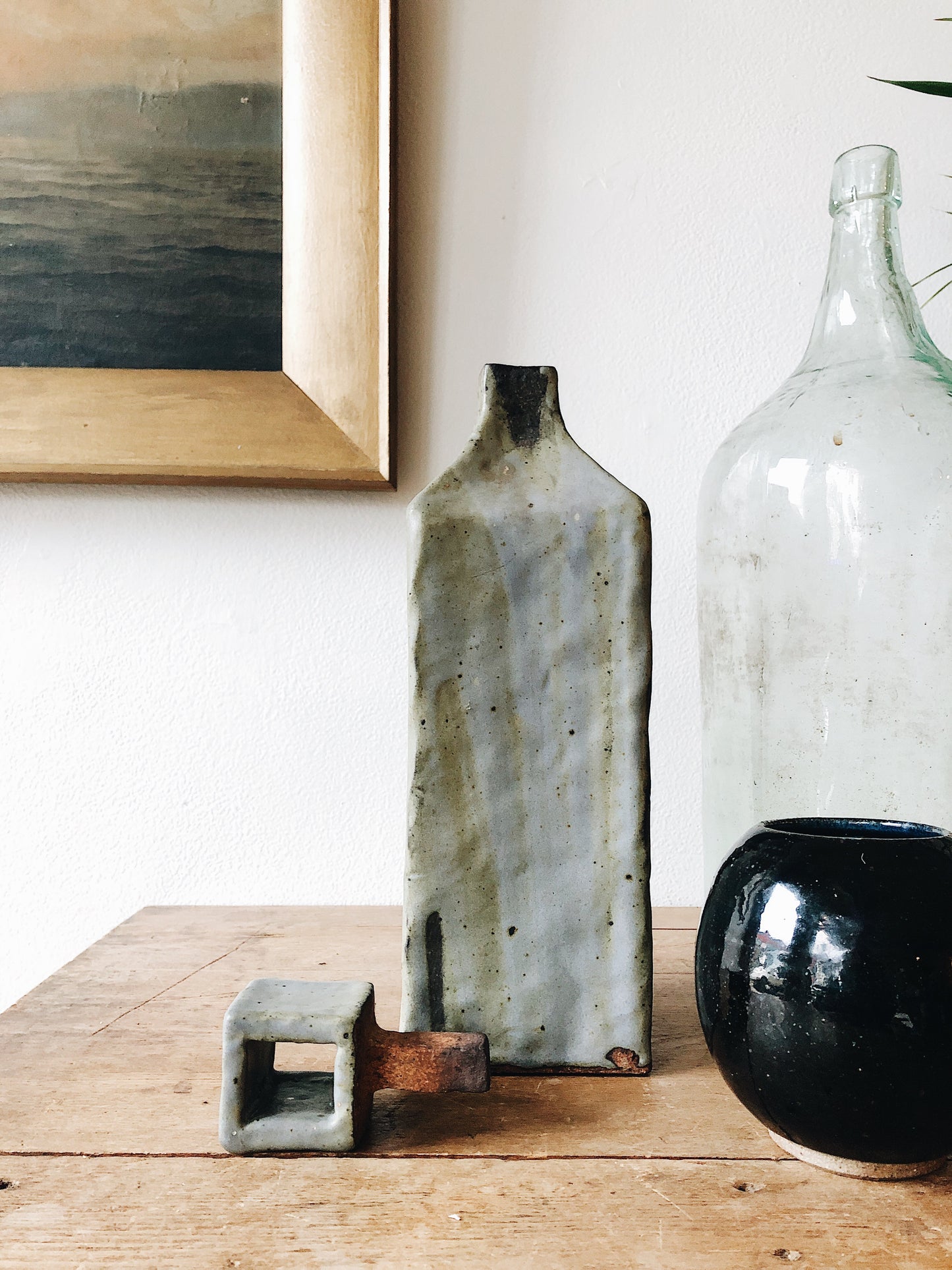 Vintage Ceramic Jug with Square Stopper