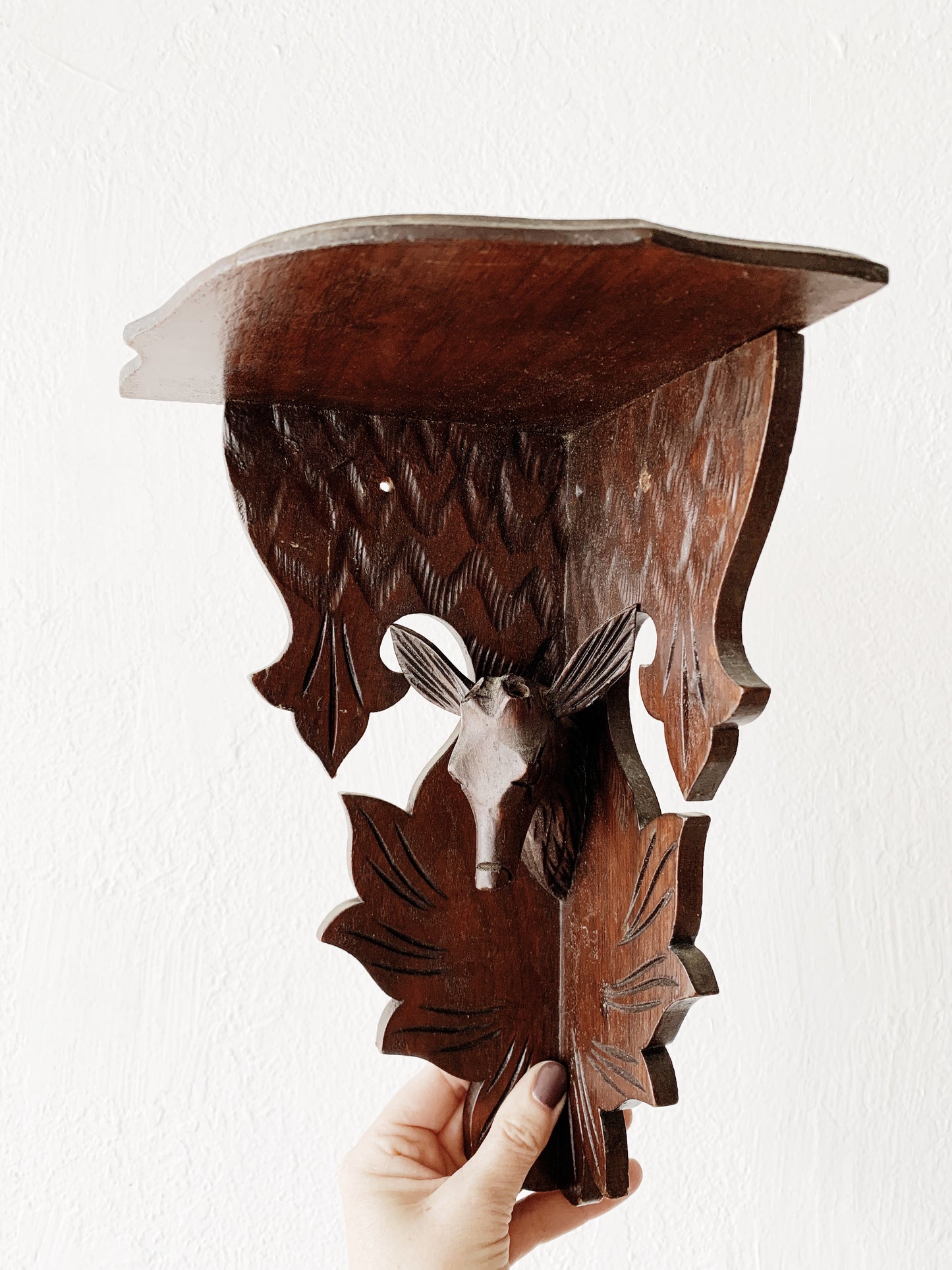 Carved Wood Corner Shelf