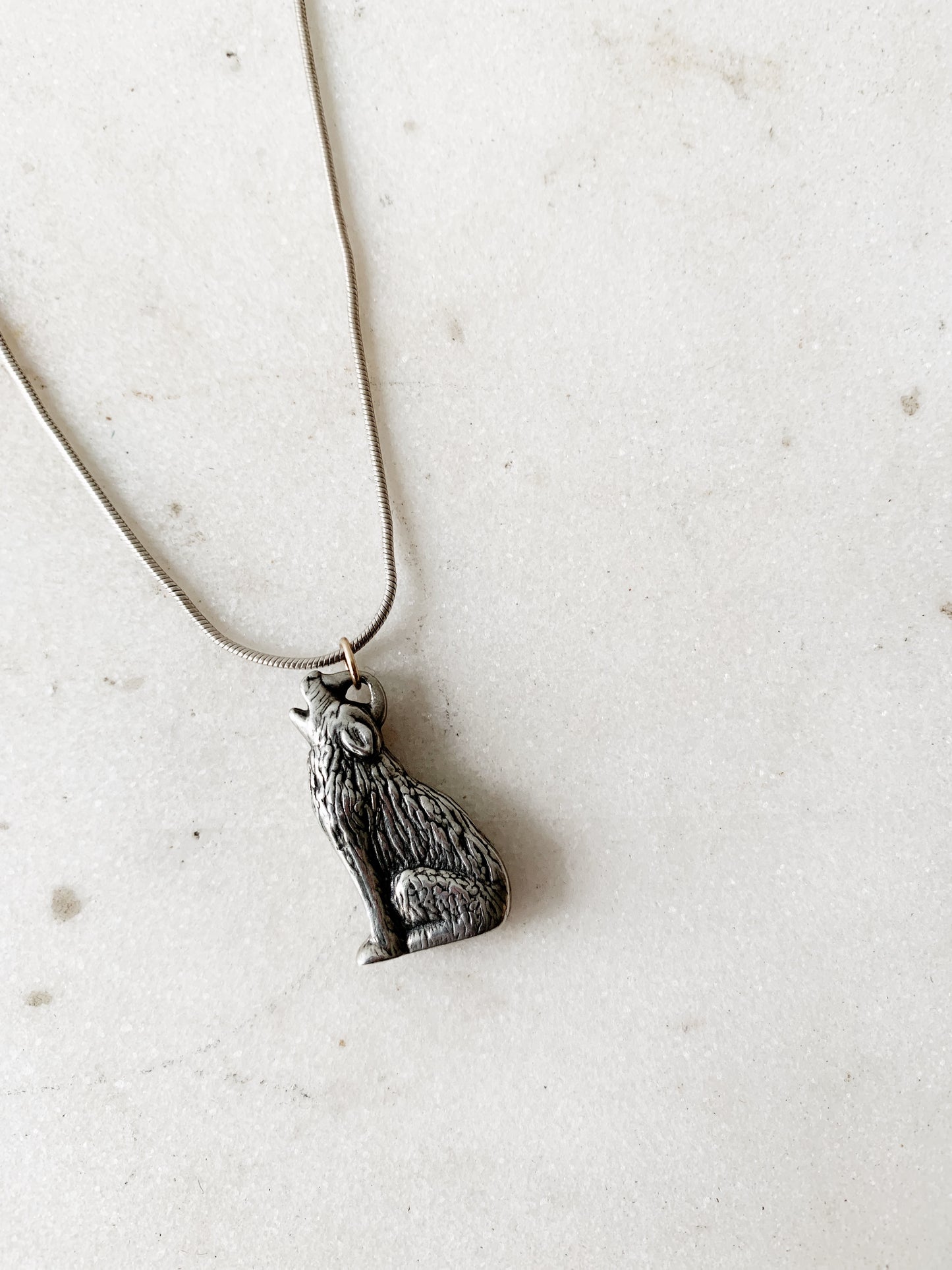 RESERVED Vintage Sterling Wolf Pendant with Chain